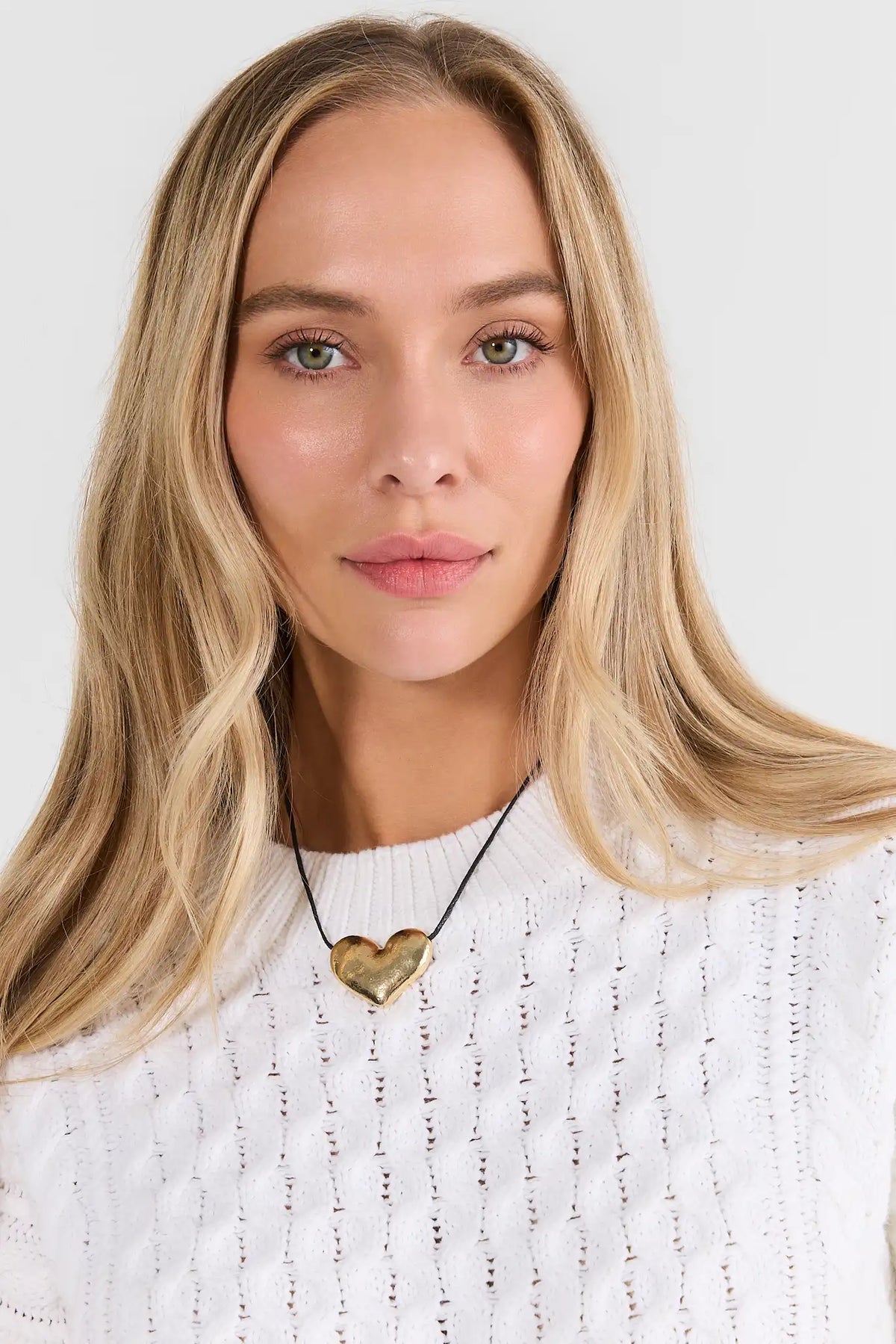 Gold Heart Charm Cord Necklace