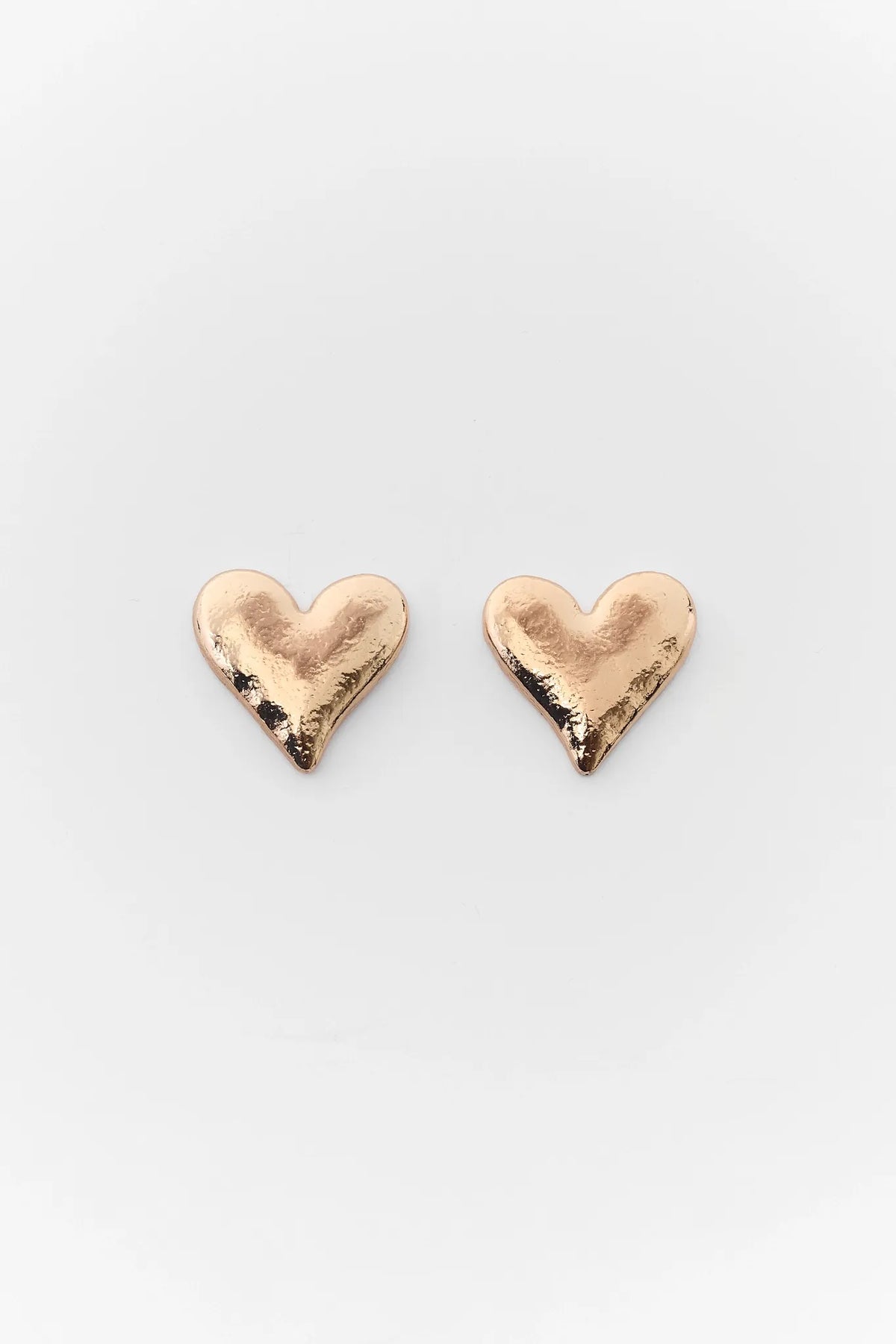 Gold Oversized Heart Stud Earrings - Flat Lay Pair | Avara