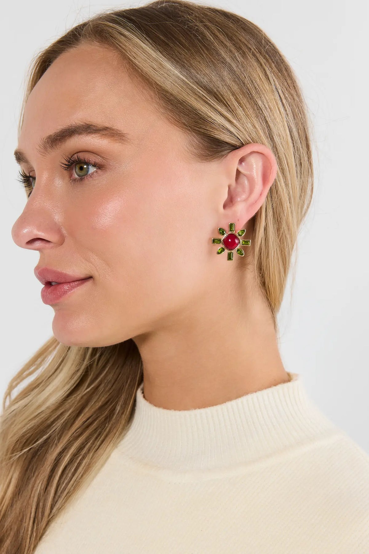 Pink Rhinestone Statement Stud Earrings