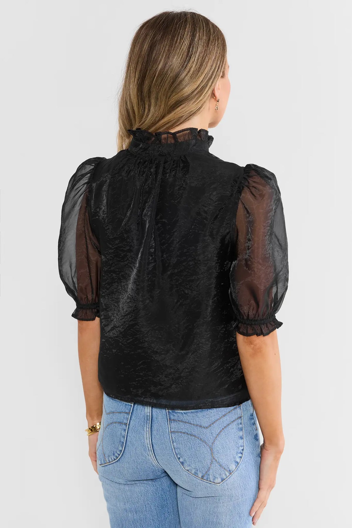 Black Ruffle Trim Top