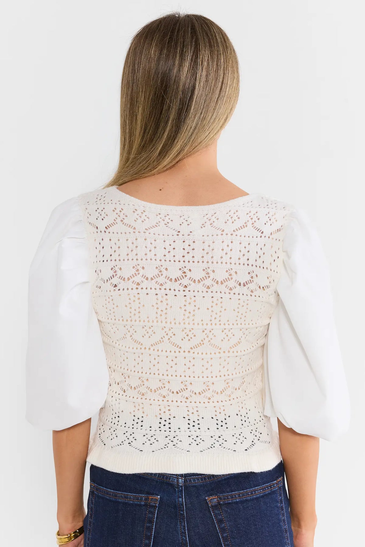 Ivory Knit Contrast Top