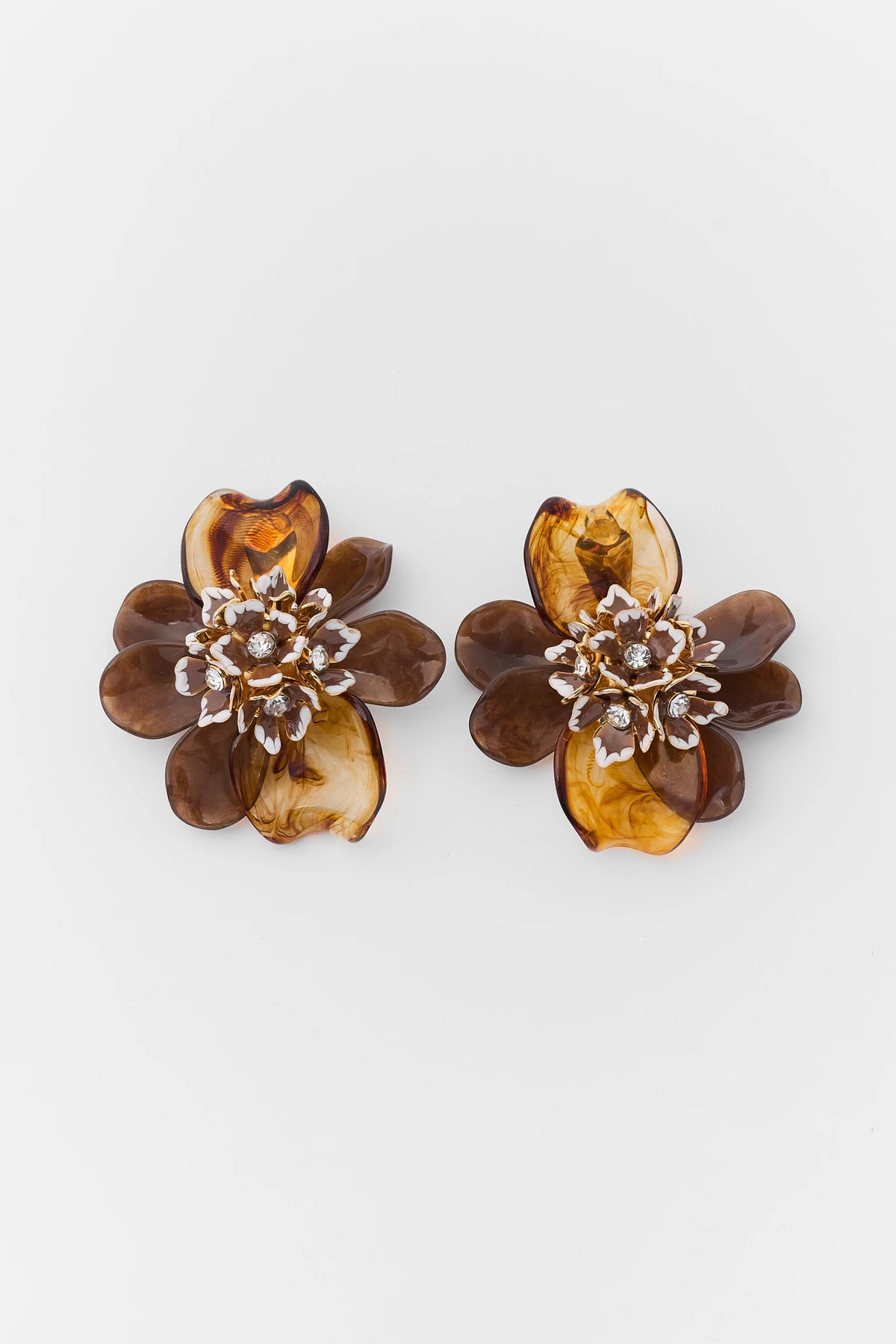 Brown Resin Oversized Flower Studs