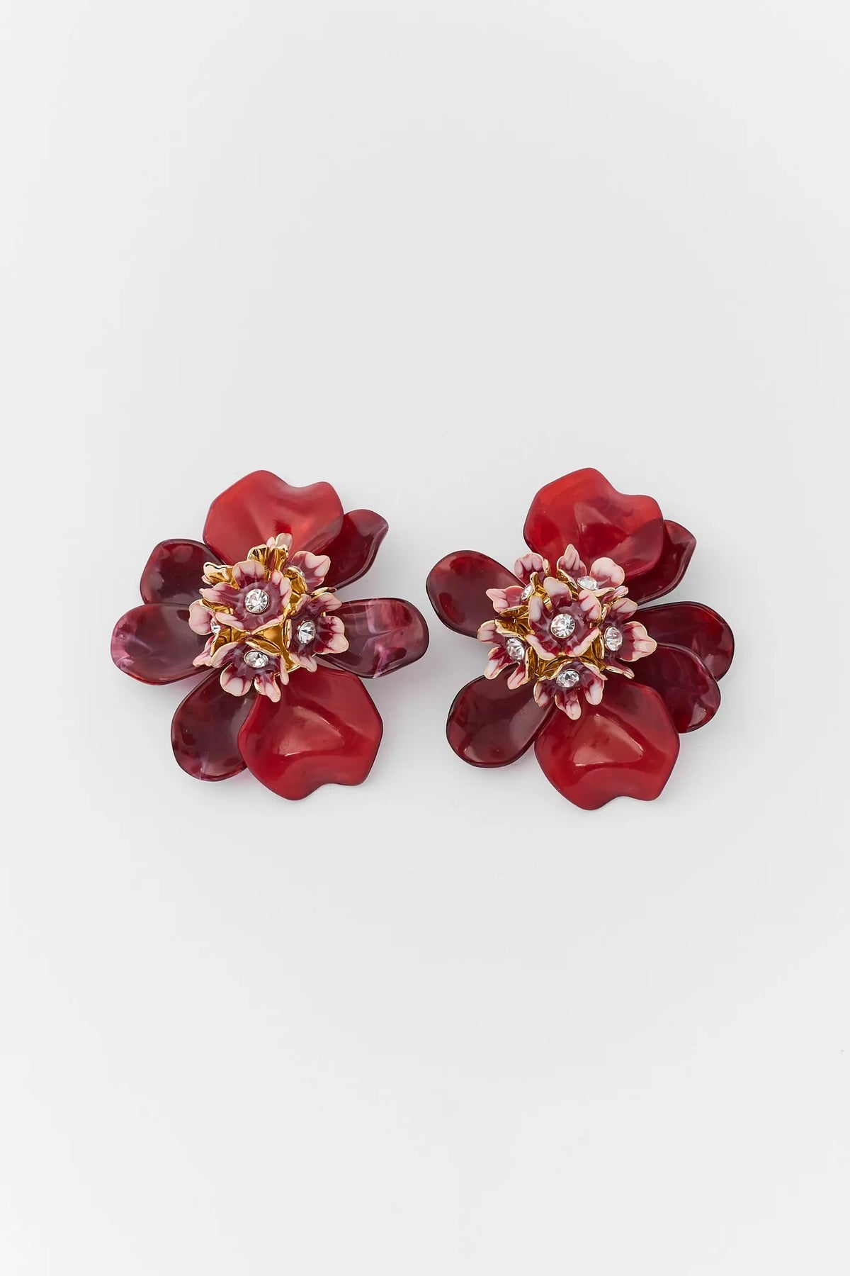 Red Resin Oversized Flower Studs