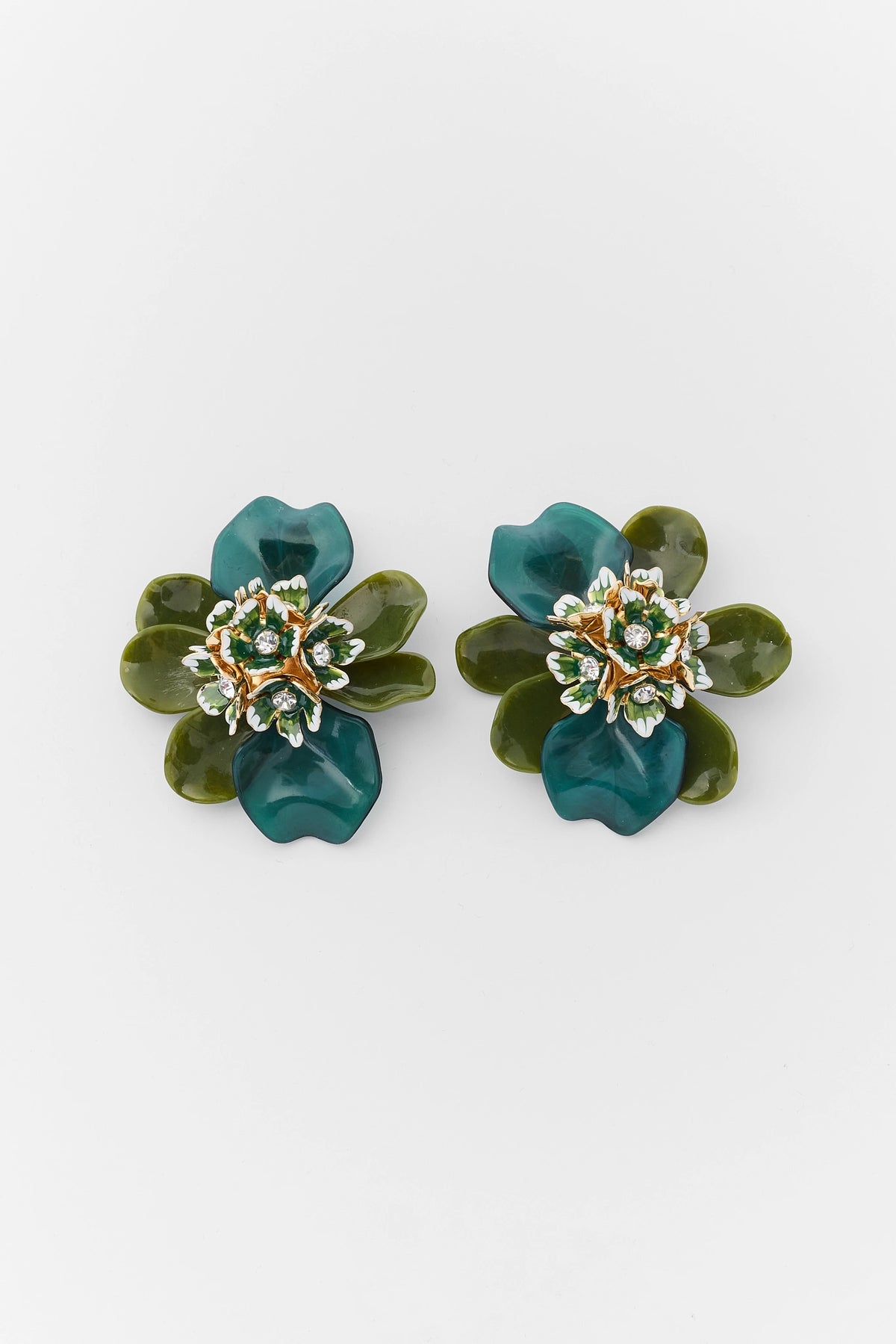 Green Resin Oversized Flower Studs