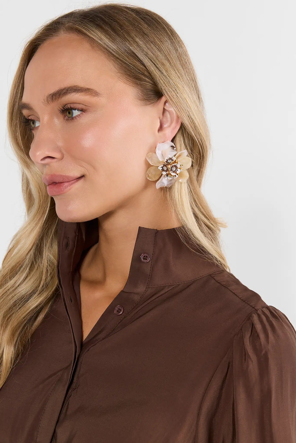 Ivory Resin Oversized Flower Studs