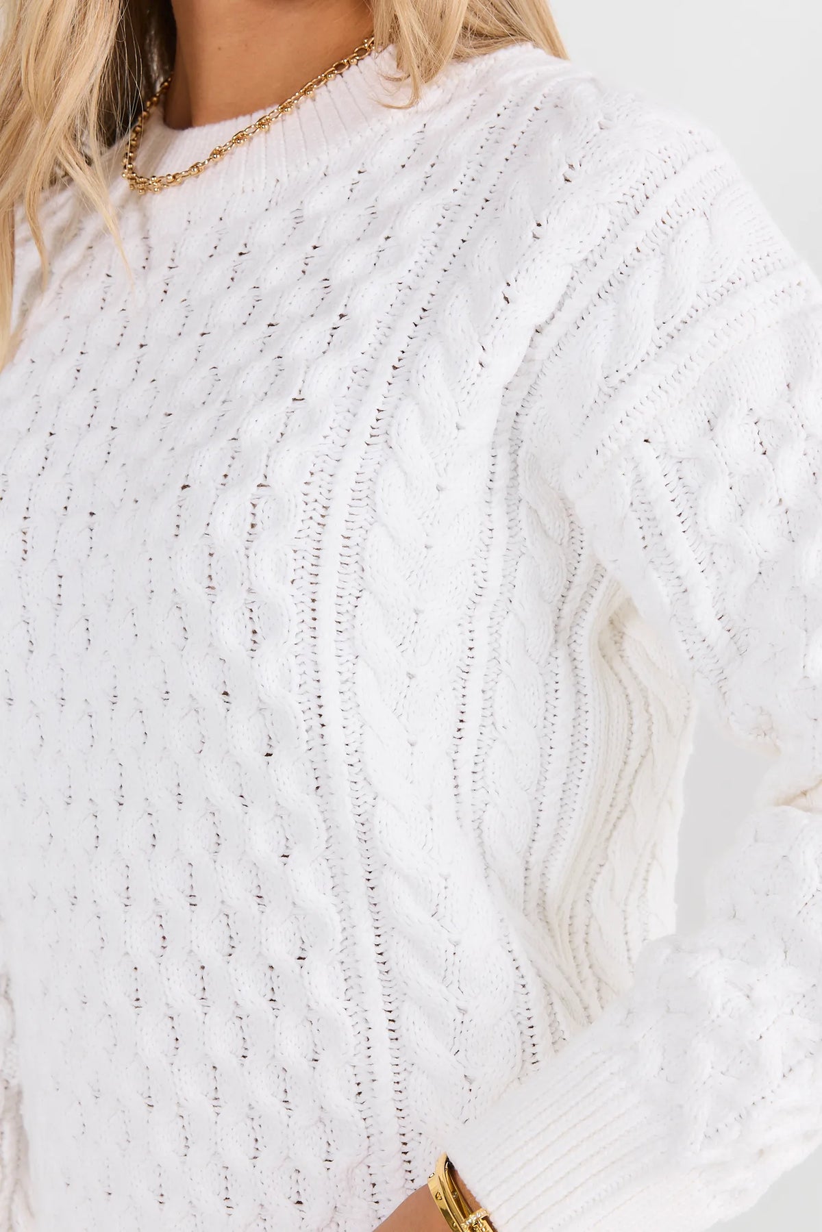 Ivory Cable Knit Sweater Short Dress - Fabric Texture Close-Up | Avara