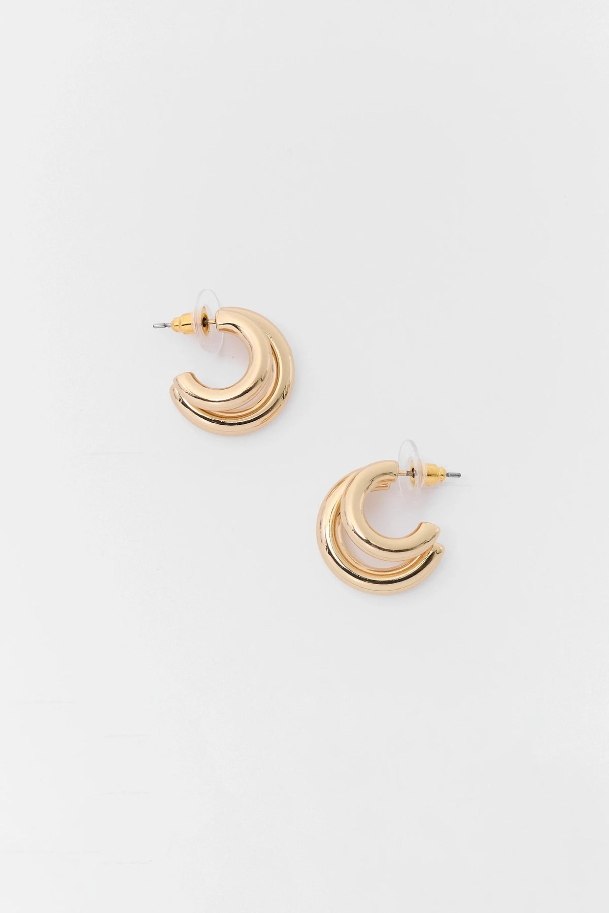 Gold Chunky Double Hoop Earrings - Flat Lay Pair | Avara