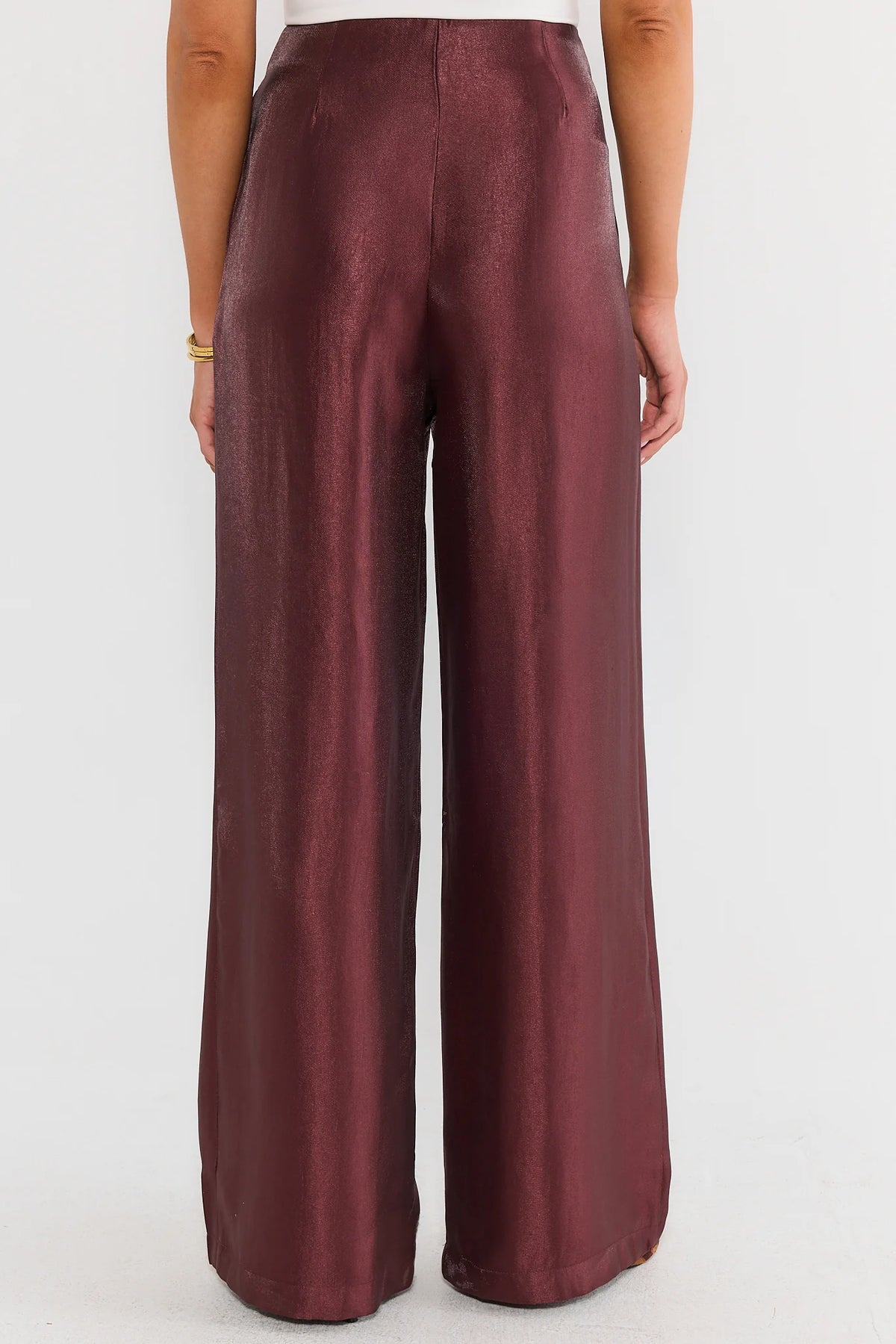 Burgundy High Waisted Pleated Pants