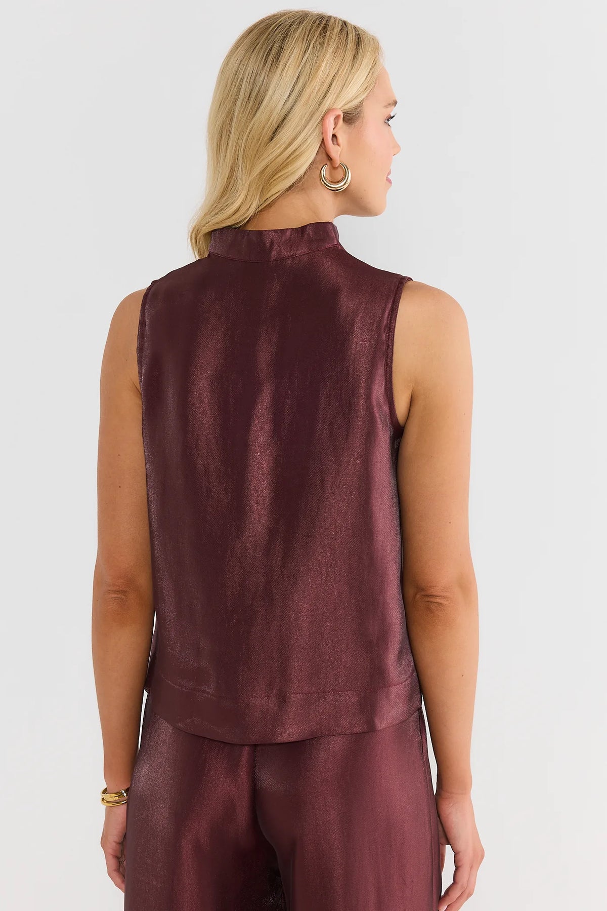 Burgundy Stand Collar Top