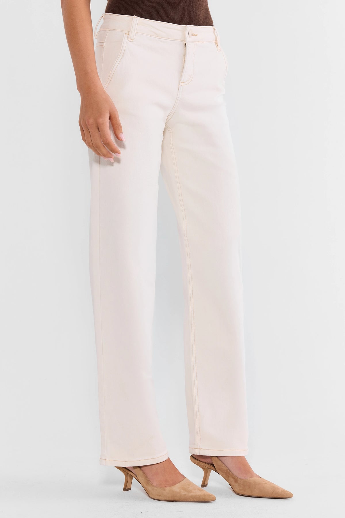 Rylee Ecru Straight Ankle Jeans