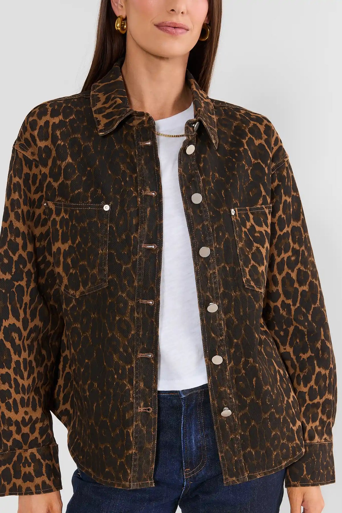 Leopard Print Denim Jacket