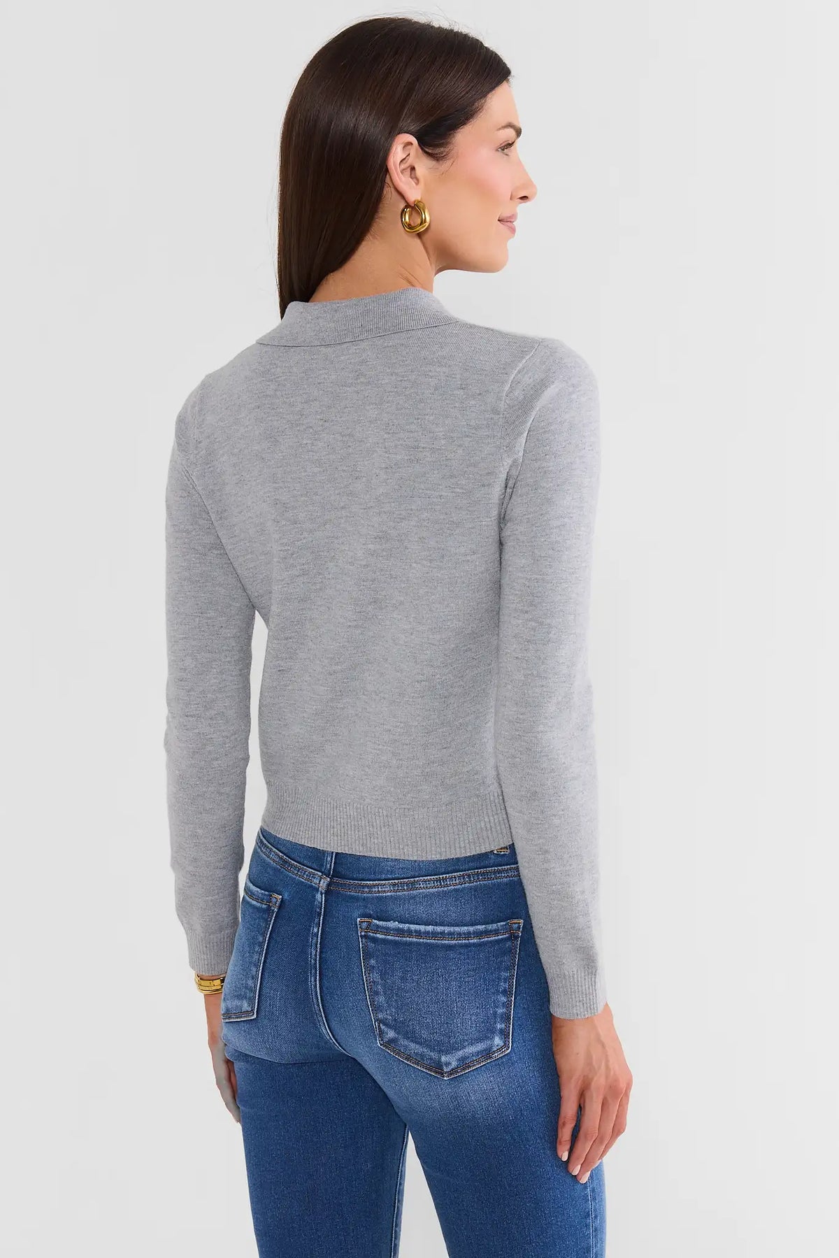 Gray Knit Button Up Sweater
