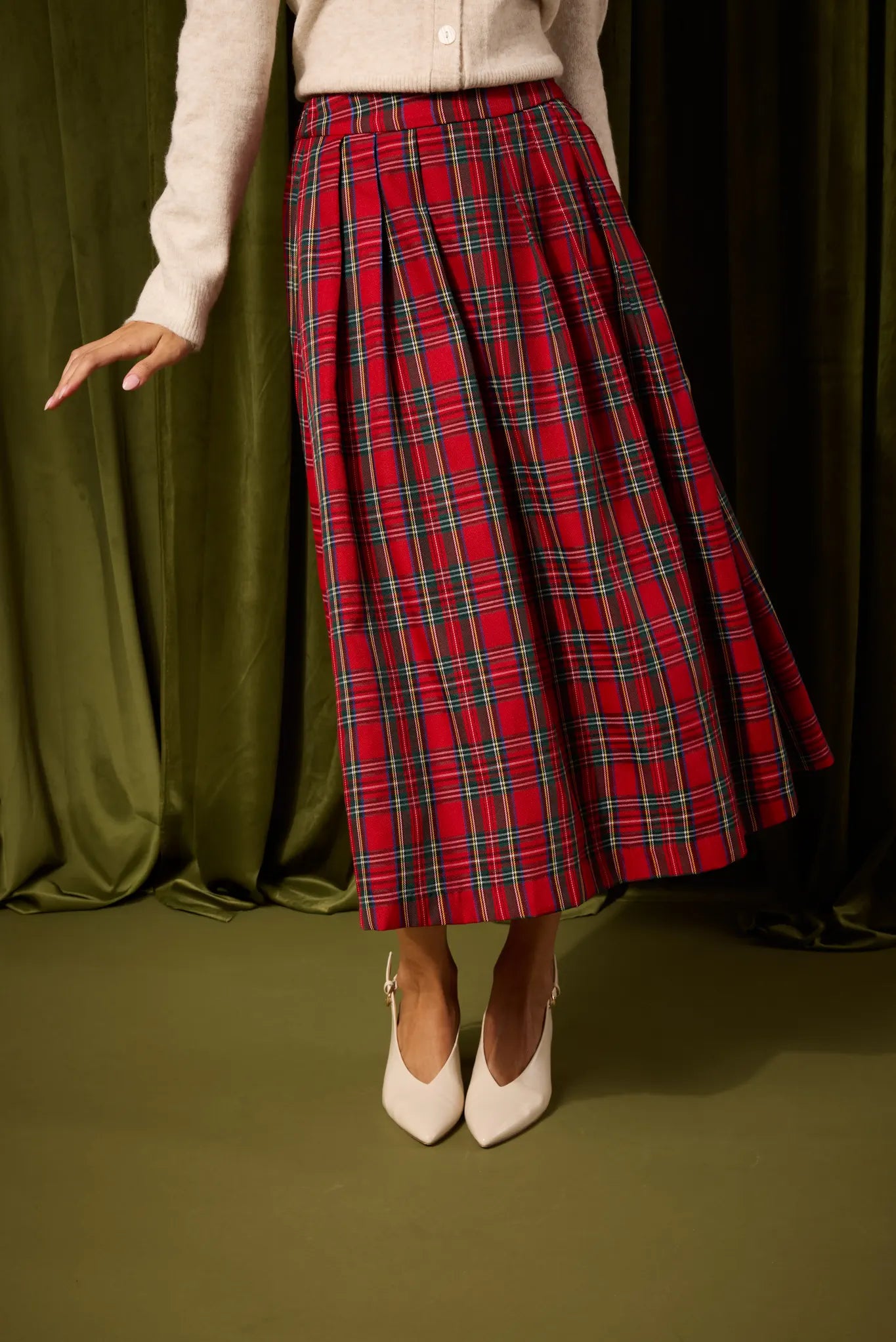 Faith Plaid Midi Skirt