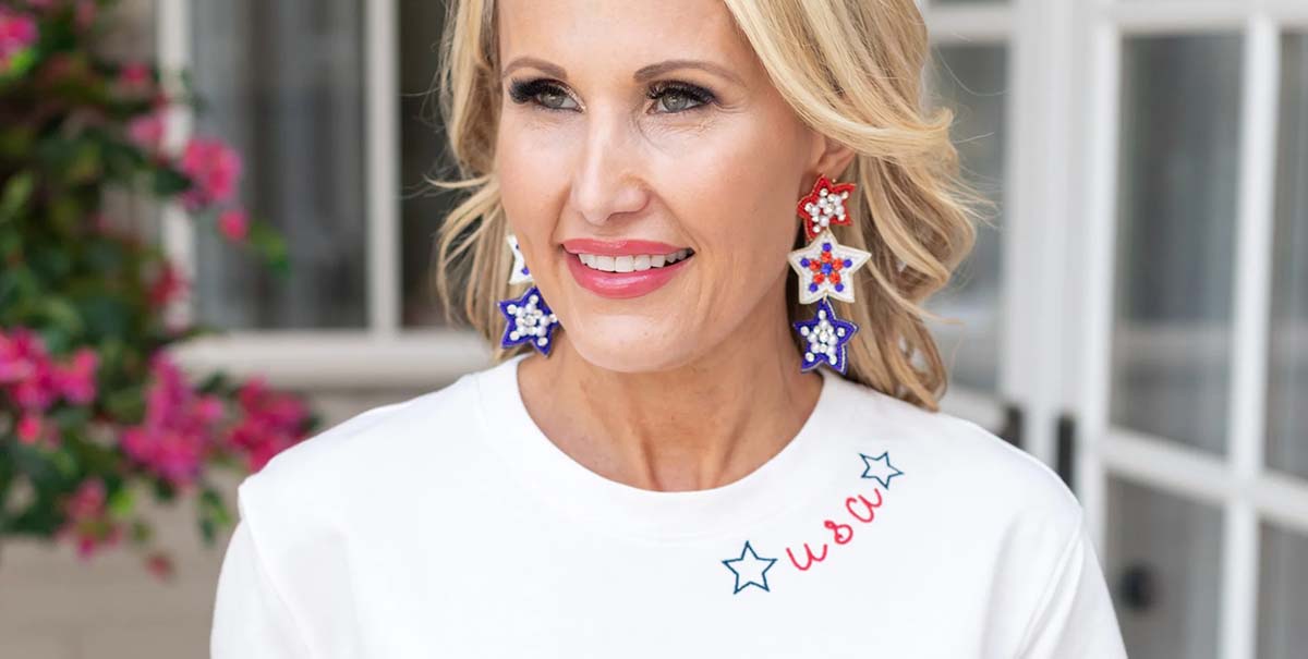 usa tee star earrings