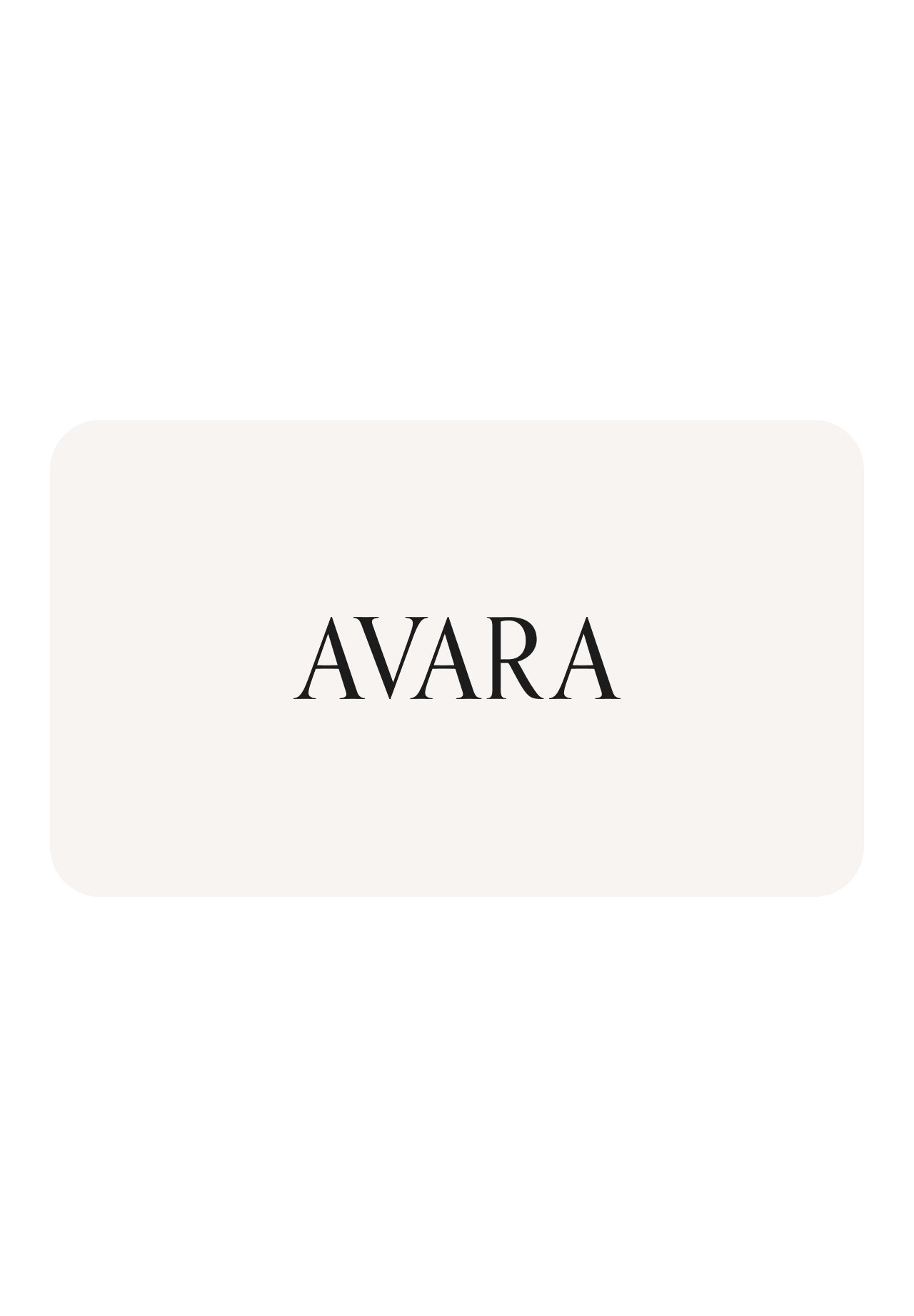 White gift card rectangular soap with 'Avara' branding on a white background