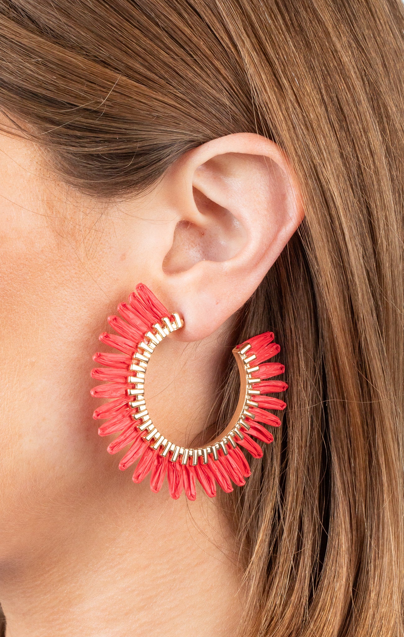 Betsy Hoop Earrings- Red