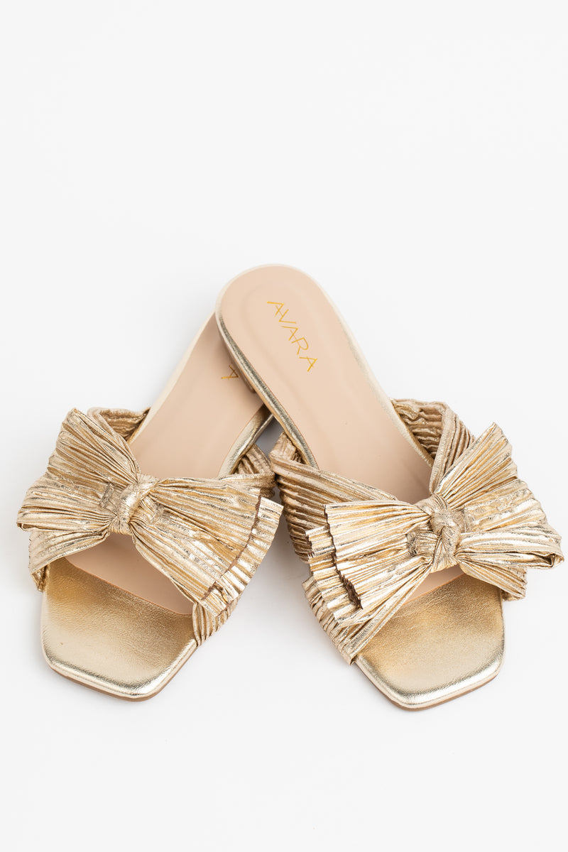 Ariel Sandals - Gold Bow Slip On Sandals & Avara