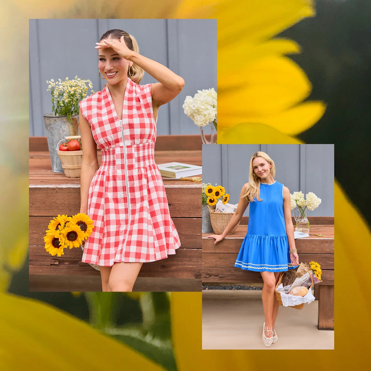 two woman wearing dresses outdoors desktop