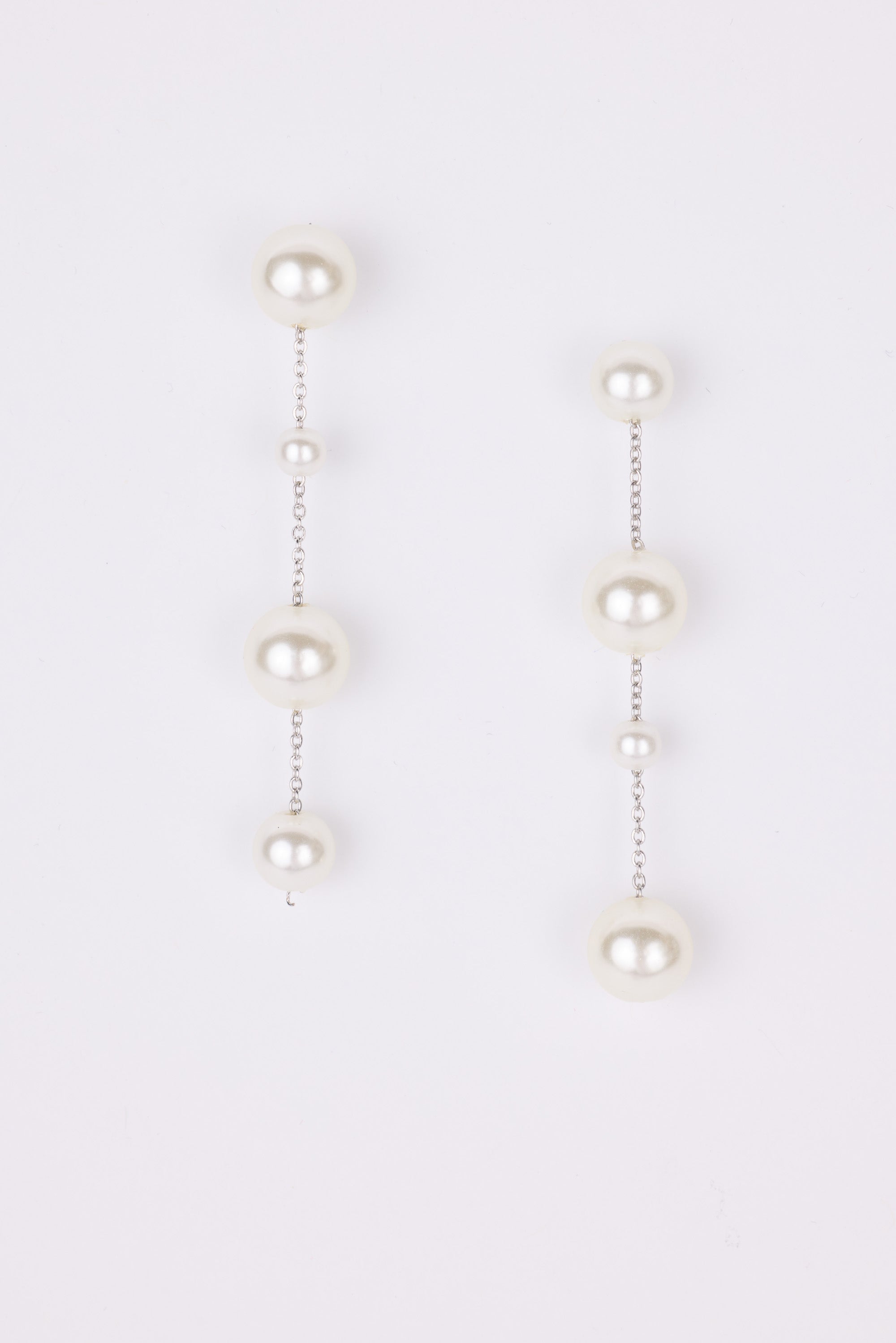 Lilly Pearl Strand Earrings- Silver