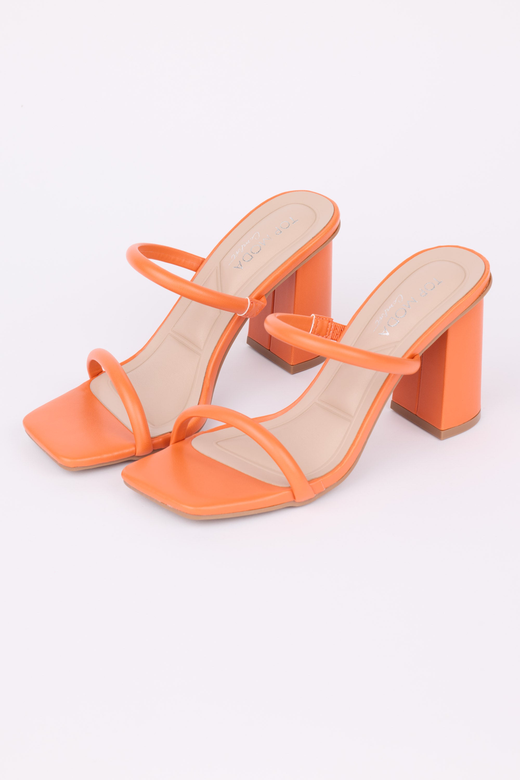 Orange block heels shop