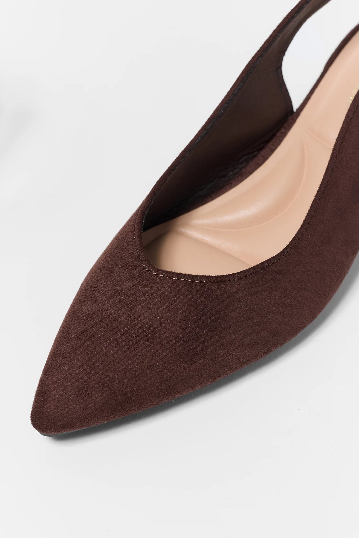 Brown Pointed Toe Slingback Heels