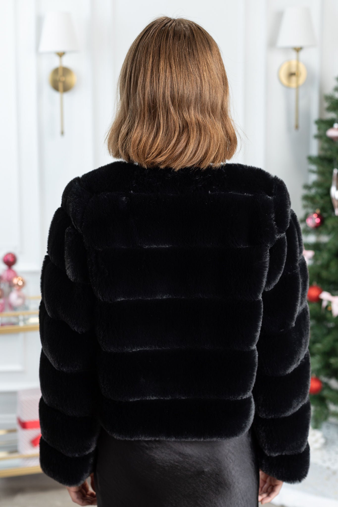 Black Faux Fur Cropped Jacket