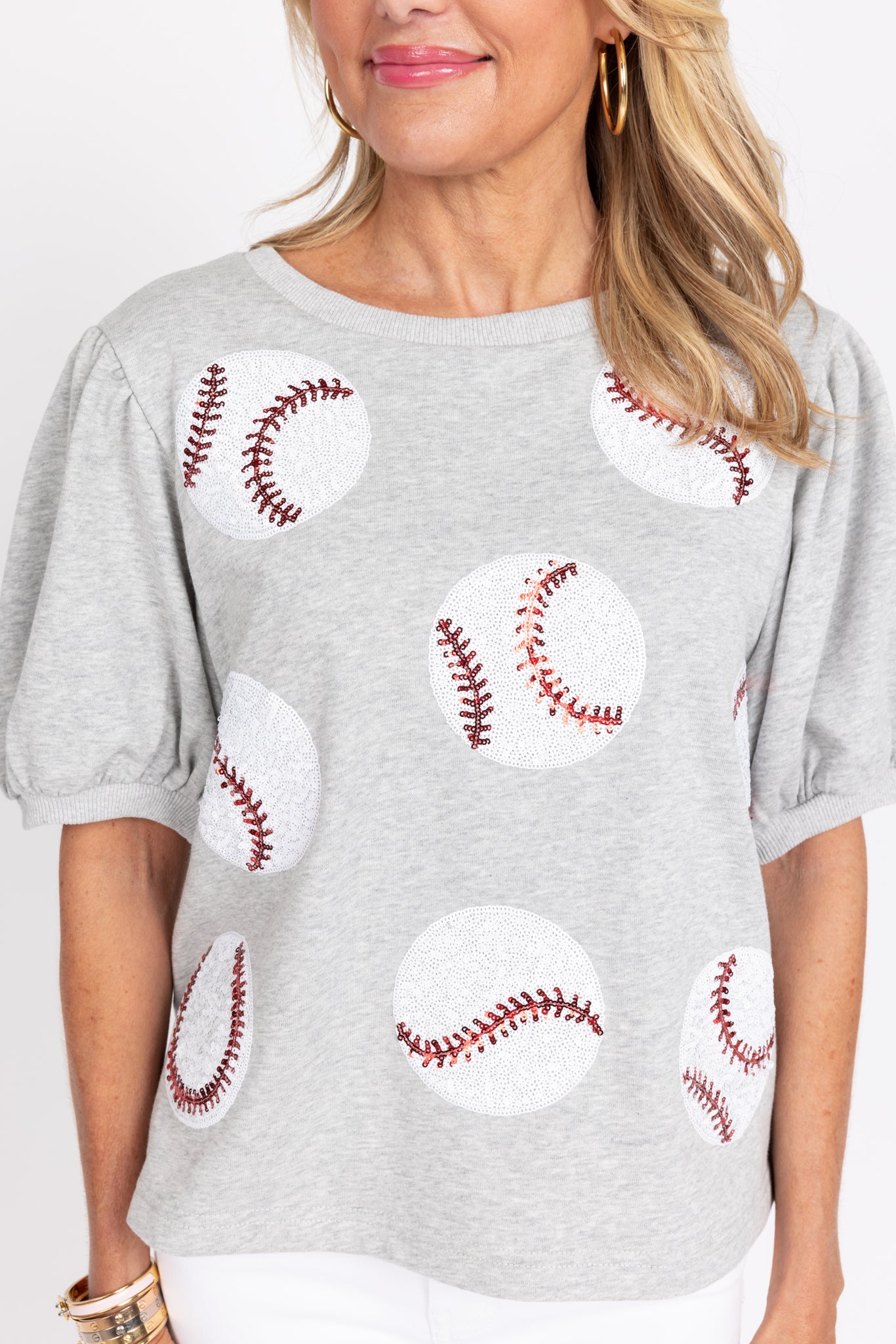 Ruthie Baseball Top- Gray