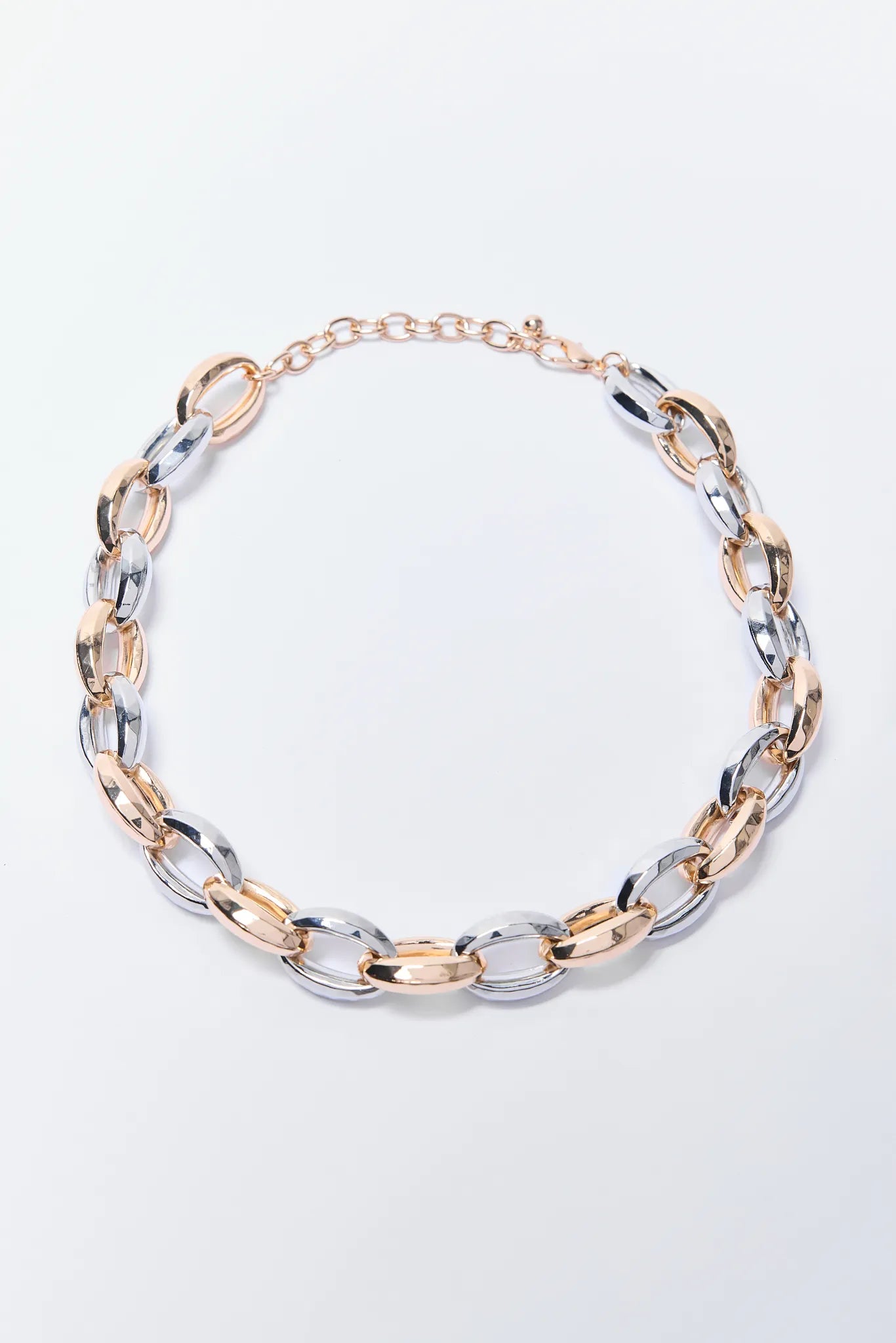 Two-tone chain Ada Necklace on a light gray background
