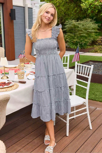 ariel gingham midi dress Alexandra Black Gingham Midi Dress | Women's Clothing