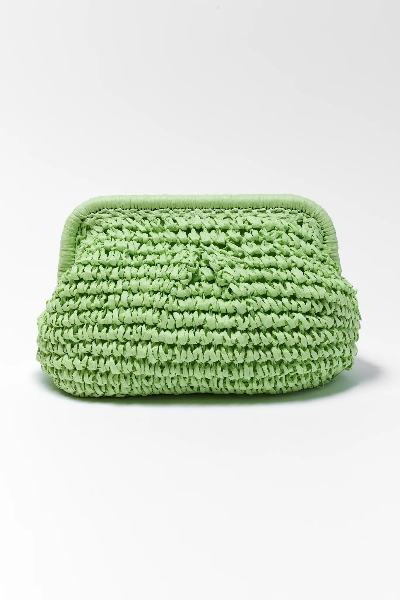 Anna Green Woven Raffia Bag