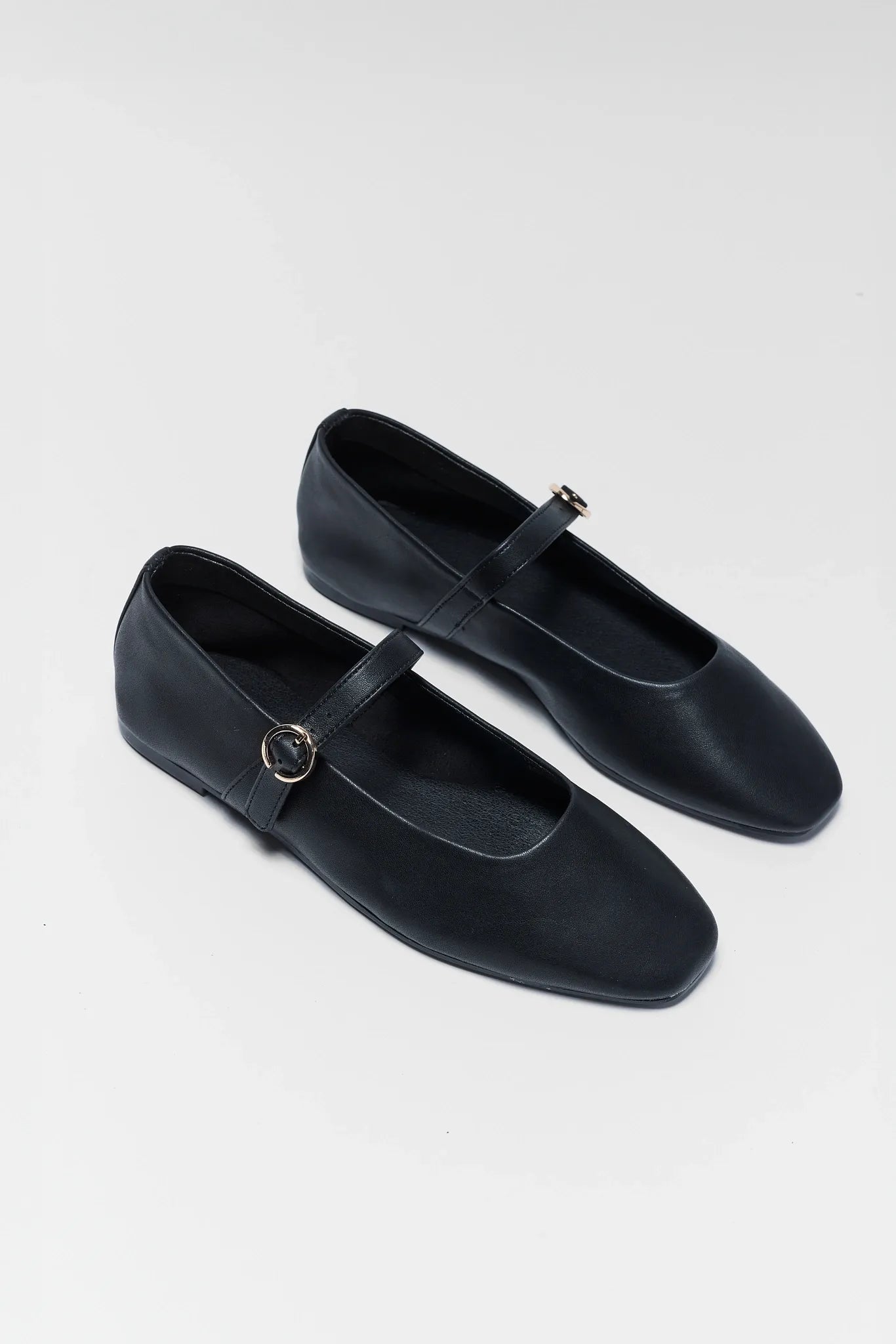 Annabelle Black Faux Leather Flats