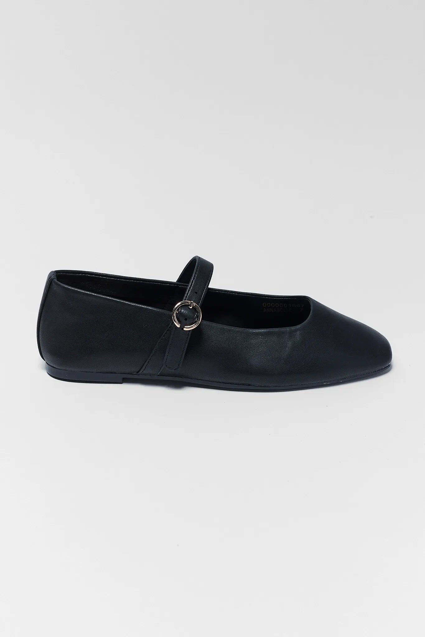 Annabelle Black Faux Leather Flats
