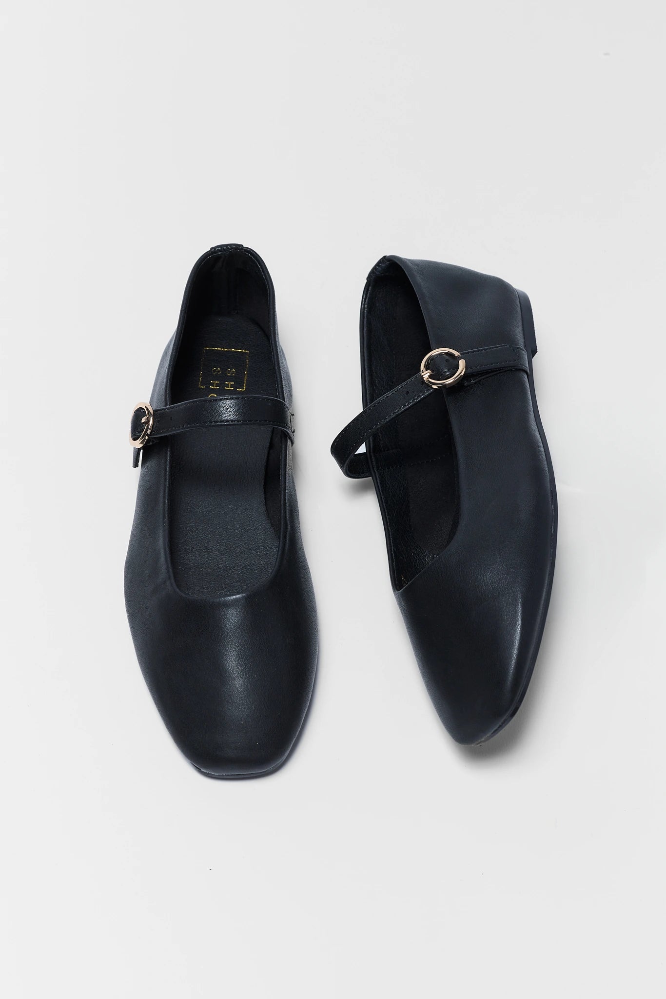 Annabelle Black Faux Leather Flats