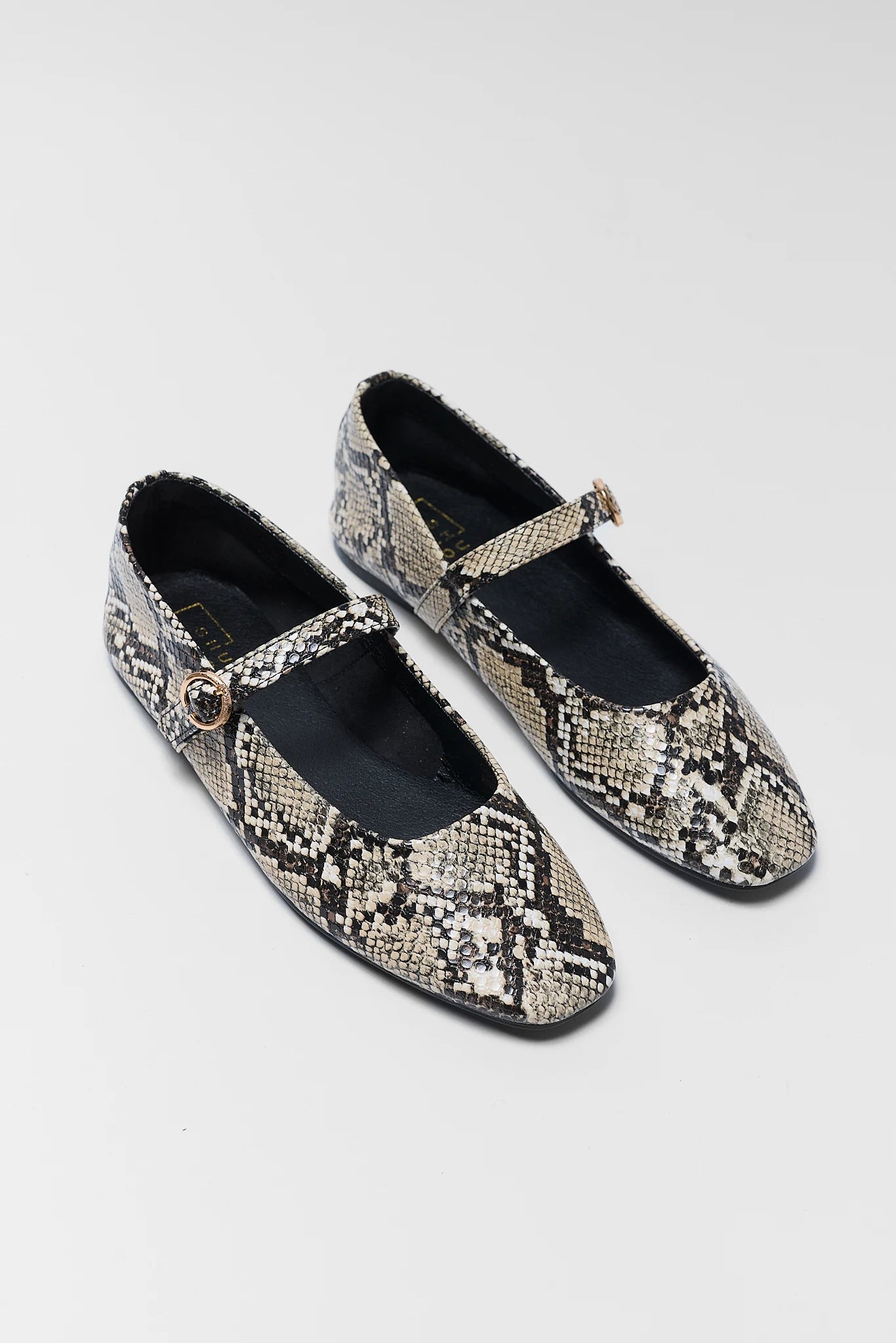 Annabelle Snake Print Faux Leather Flats