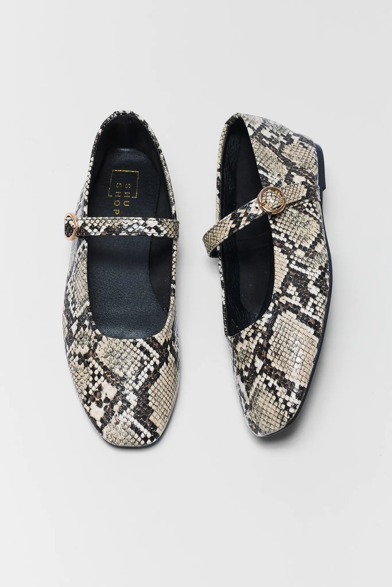 Annabelle Snake Print Faux Leather Flats