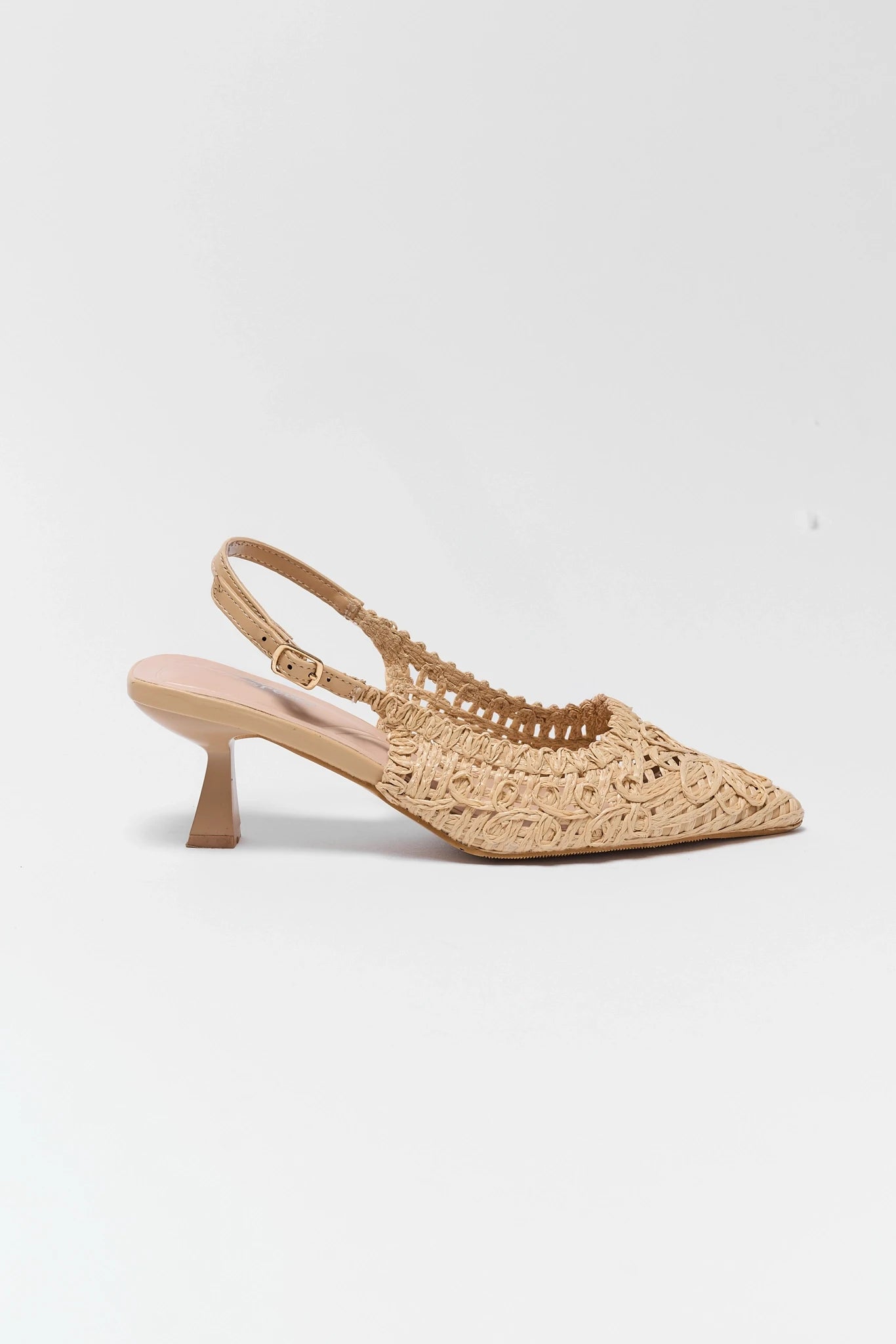 Beige lace sandal on a white background