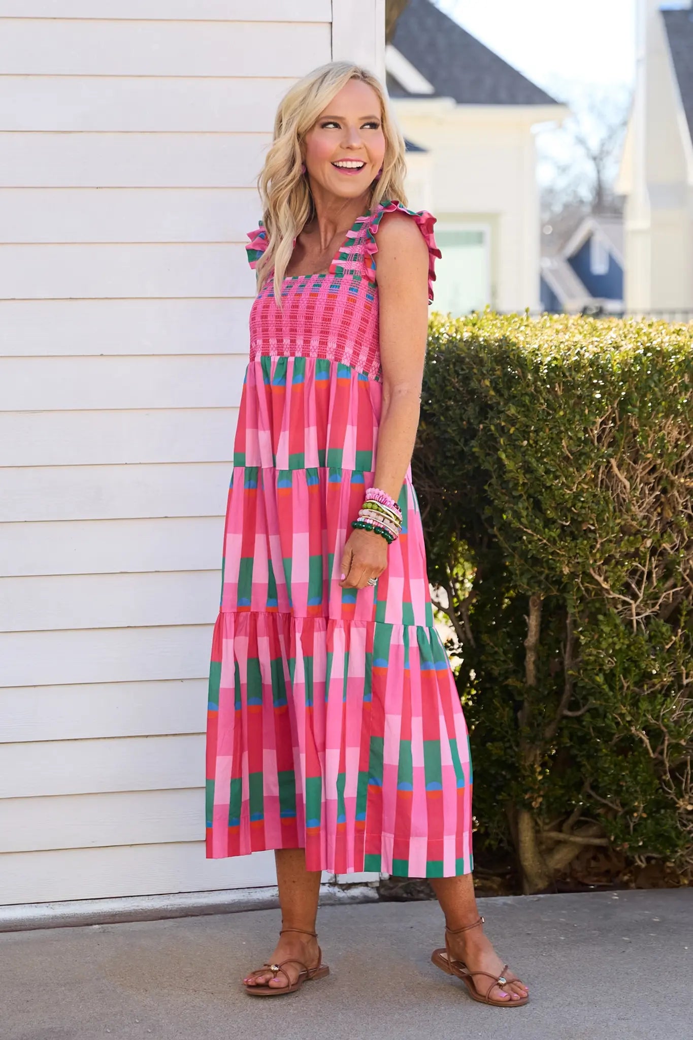 chinese dress ladies Avery Pink Printed Midi Dress
