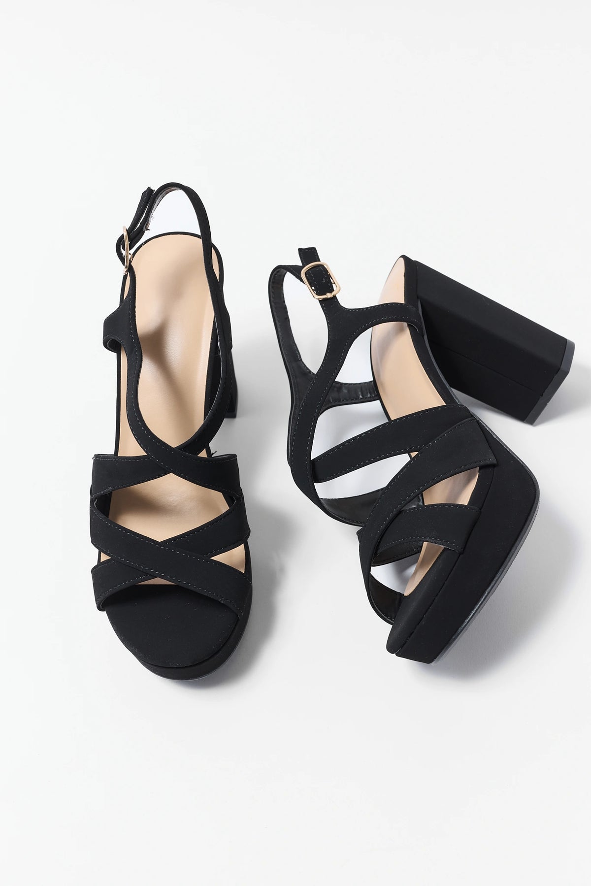 Black Strappy Platform Heels