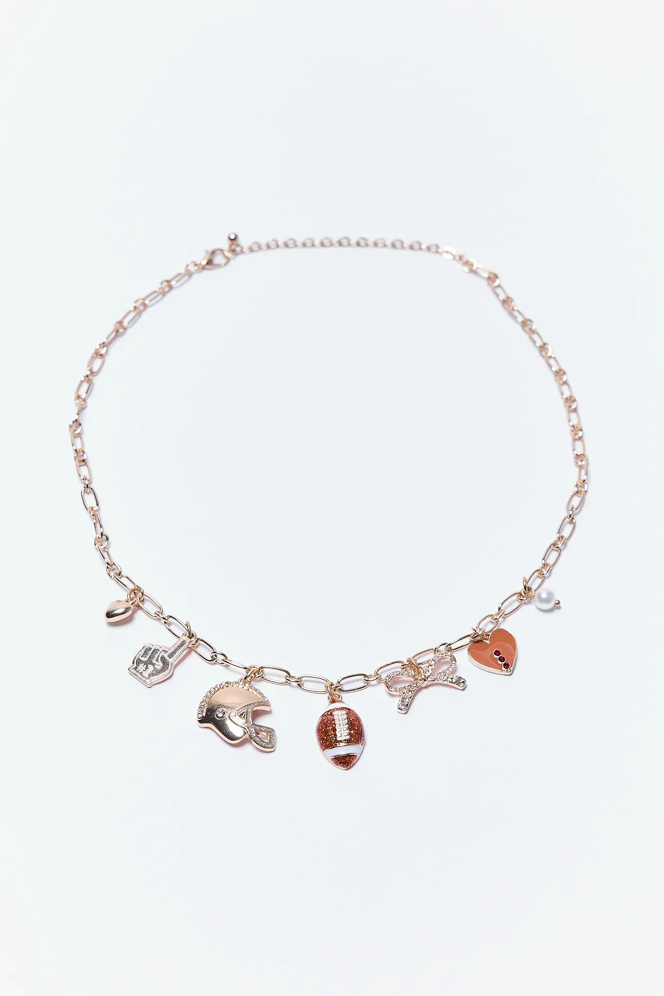 Brady Necklace with various charms on a white background