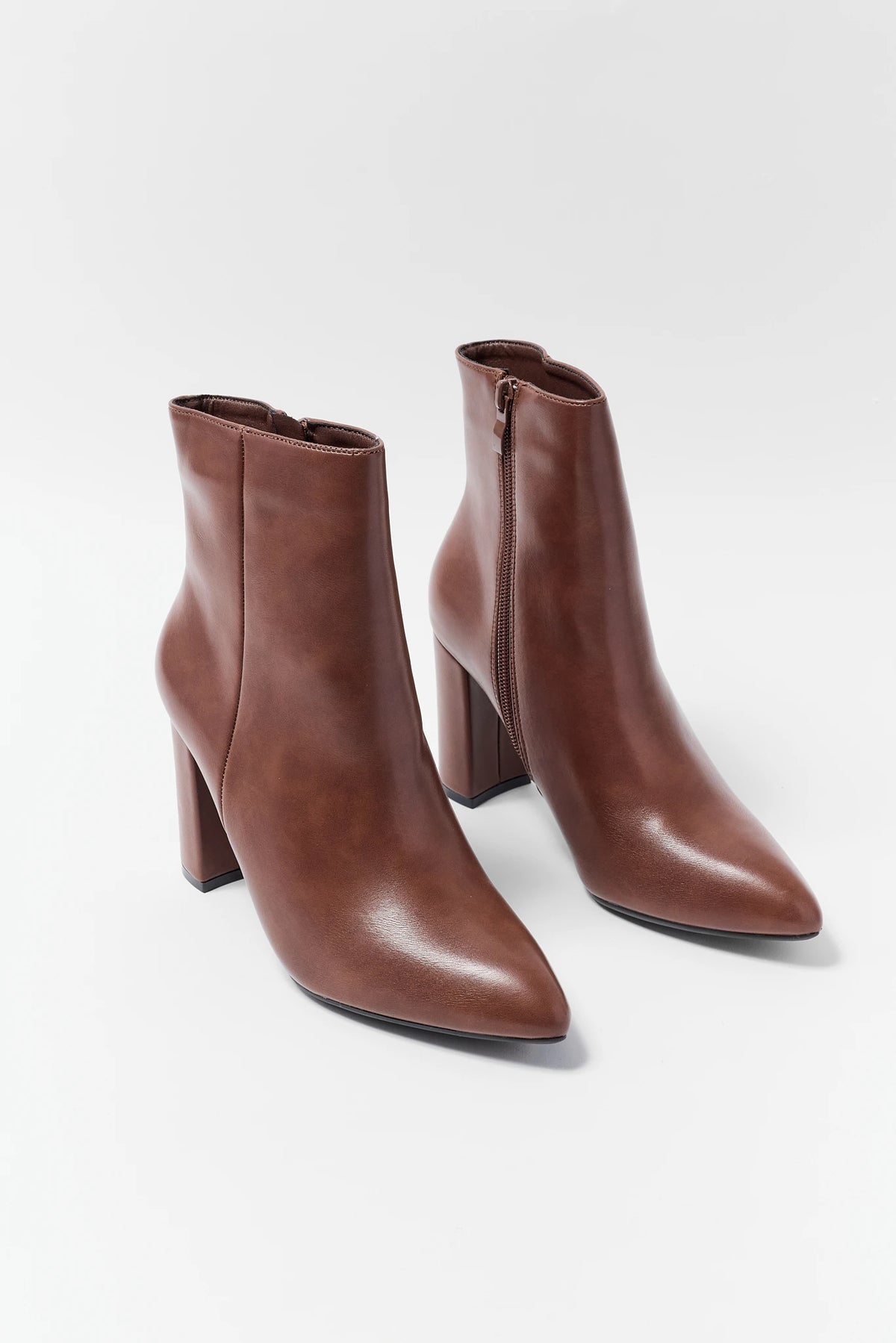 Brown Faux Leather Bootie