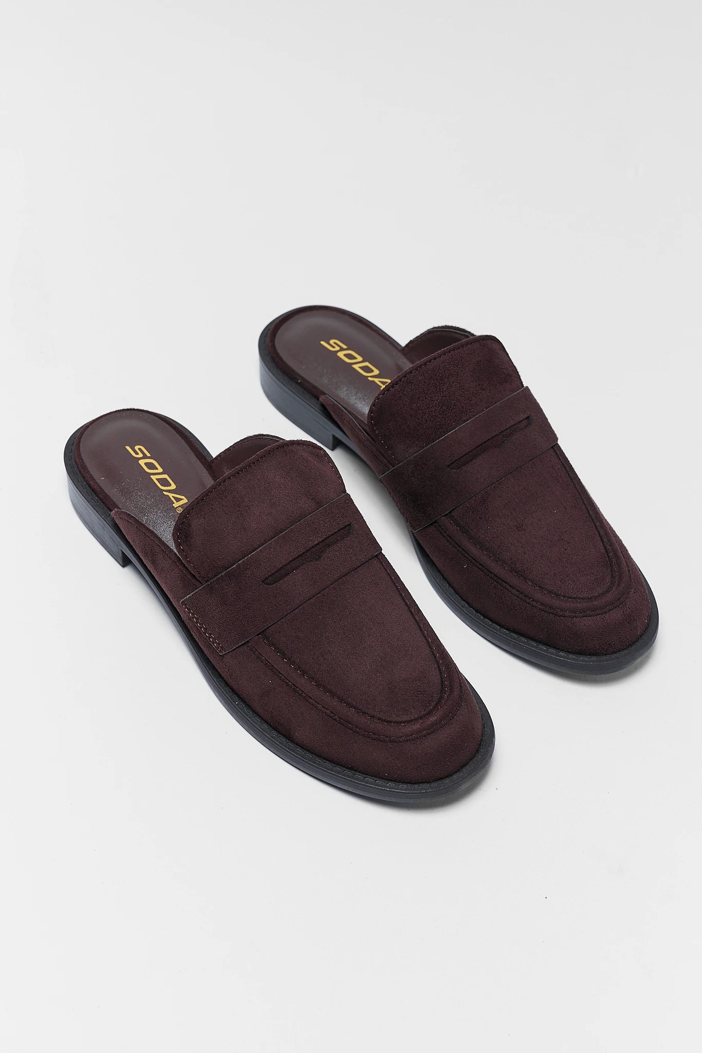 Brown Faux Suede Loafer Mule