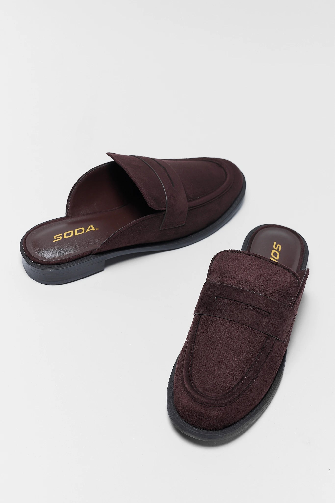 Brown Faux Suede Loafer Mule