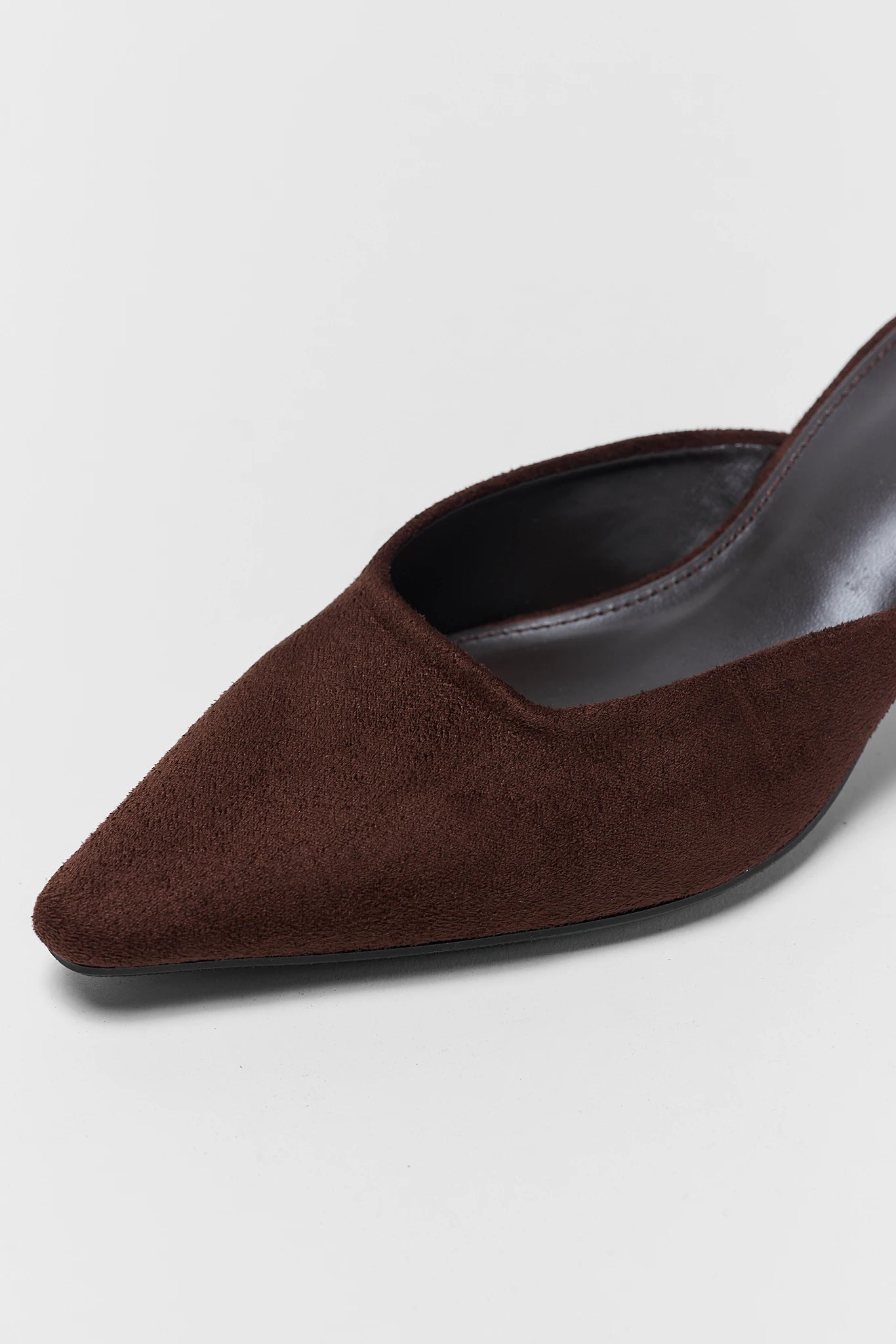 Brown Faux Suede Mule Kitten Heel