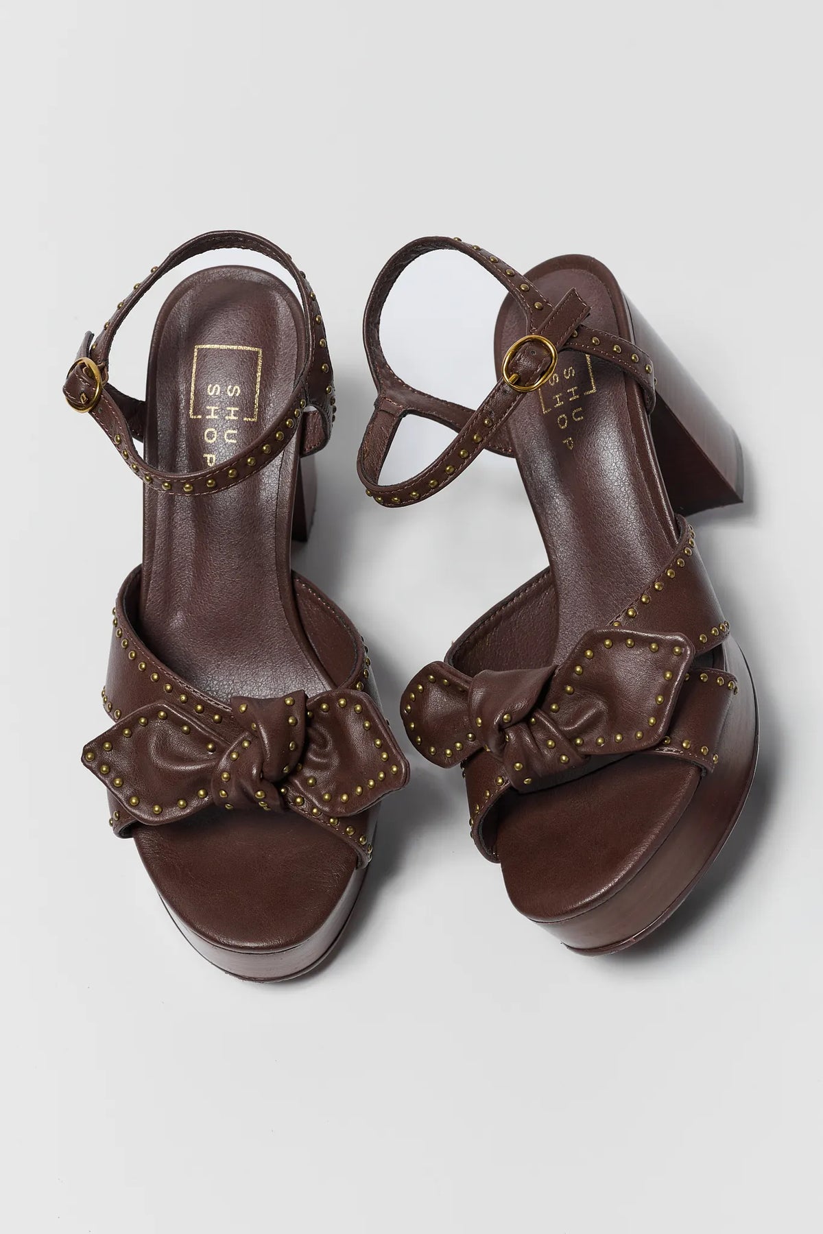 Brown Faux Leather Platform Heel