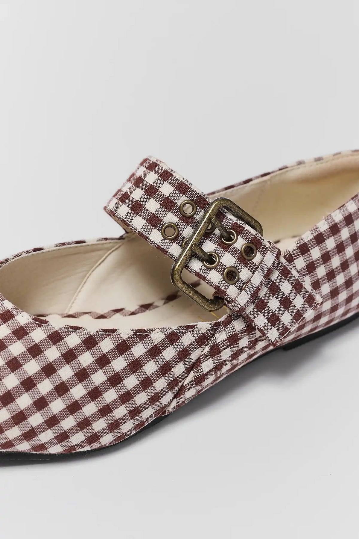 Brown Gingham Ballet Flat