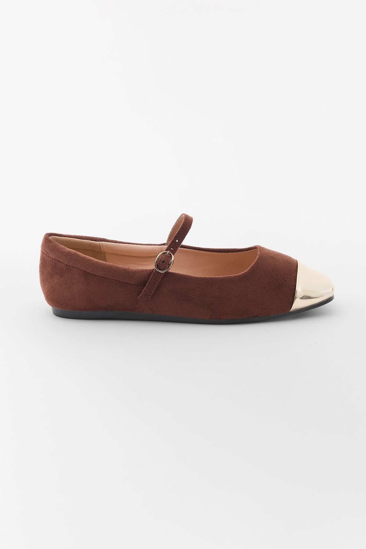 Brown Gold Toe Ballet Flat