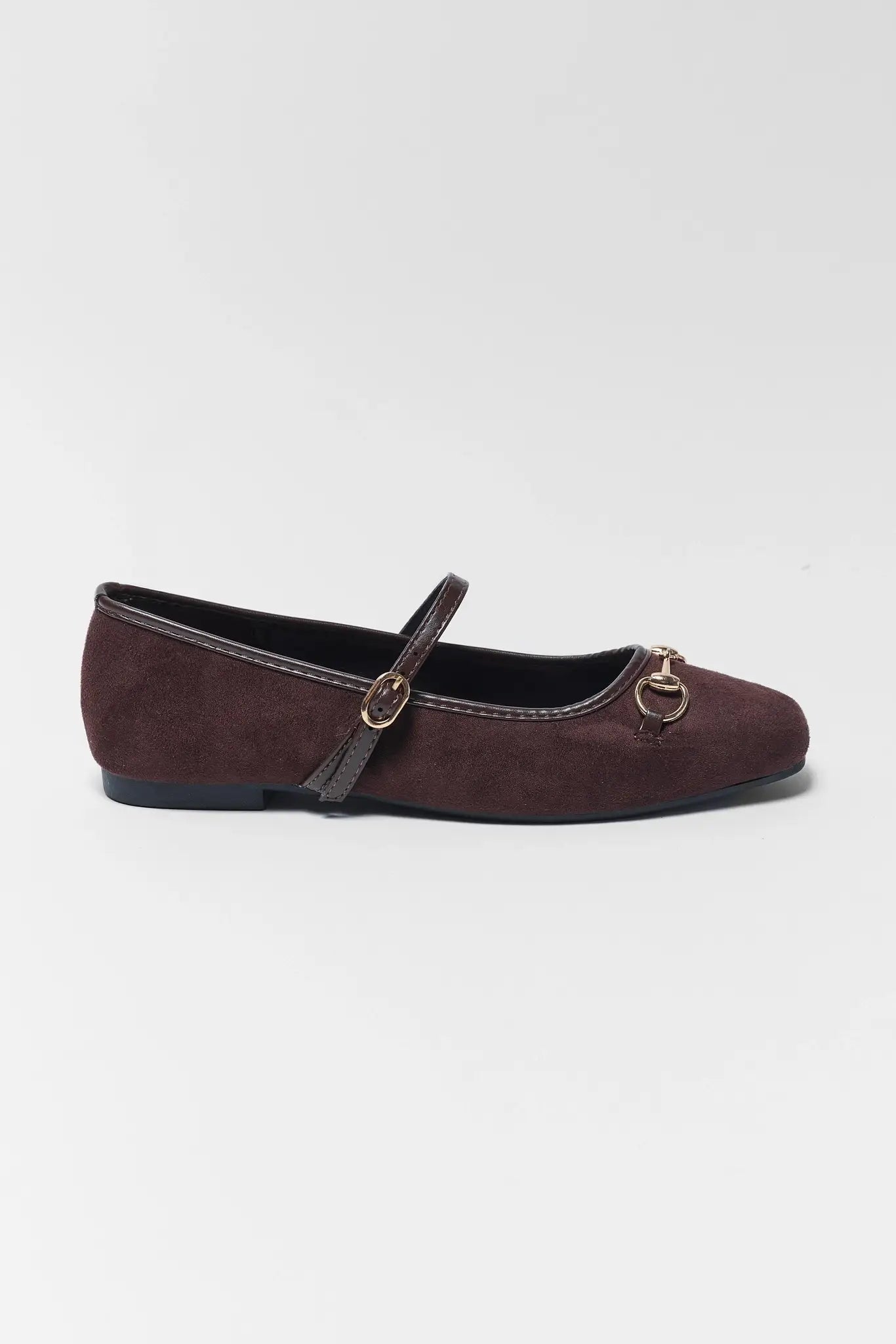 Brown Horsebit Ballet Flats
