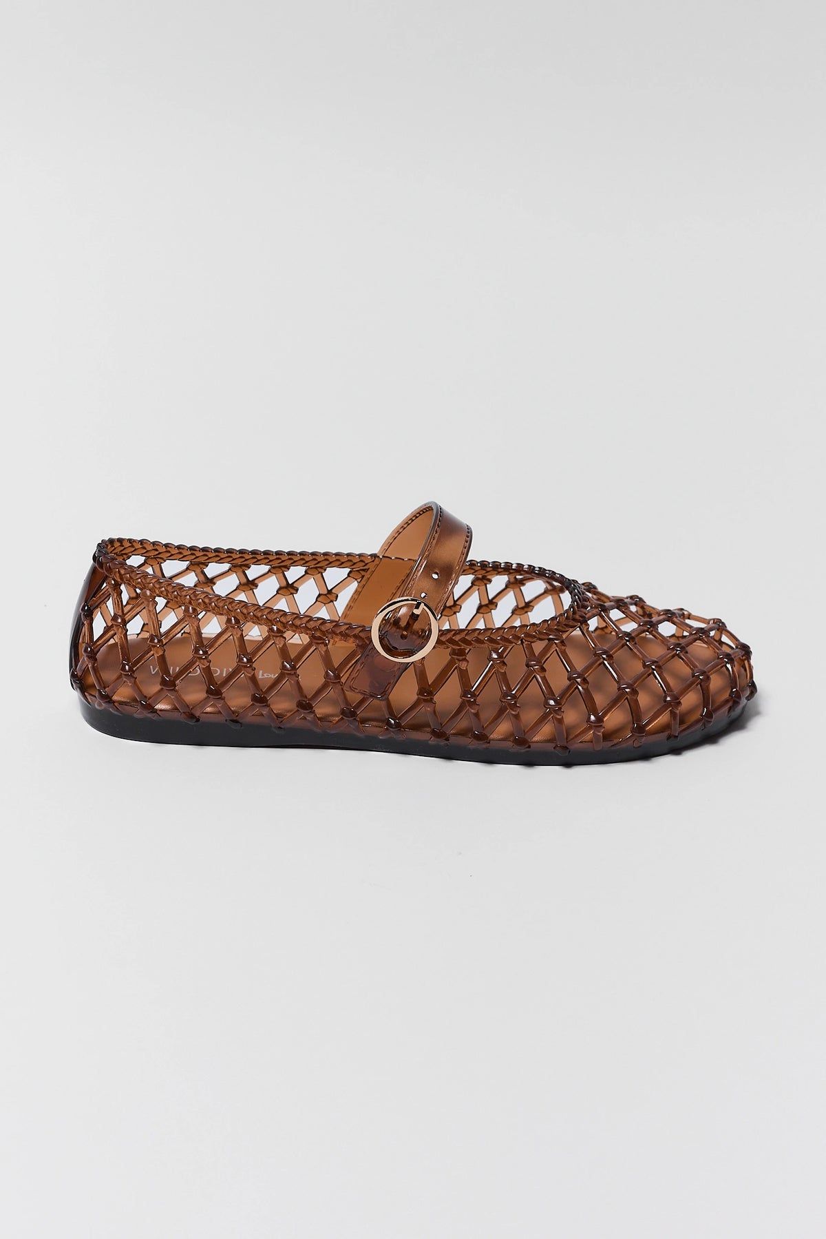 Brown Lattice Jelly Ballet Flats