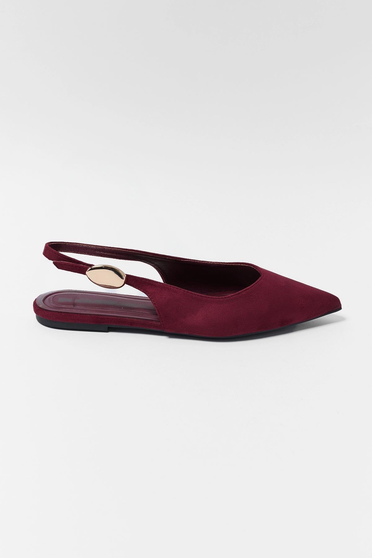 Burgundy Faux Suede Slingback Flats