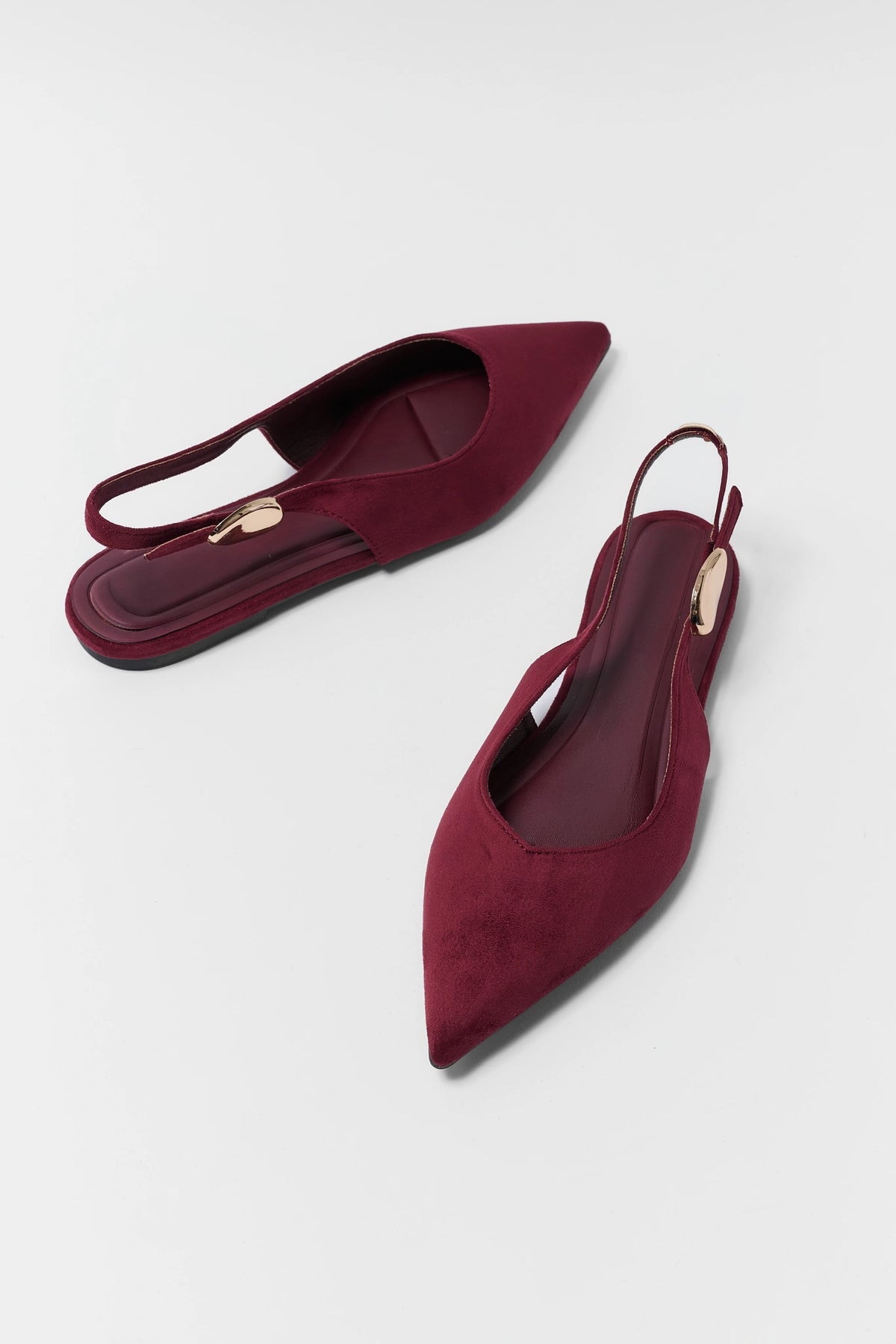 Burgundy Faux Suede Slingback Flats